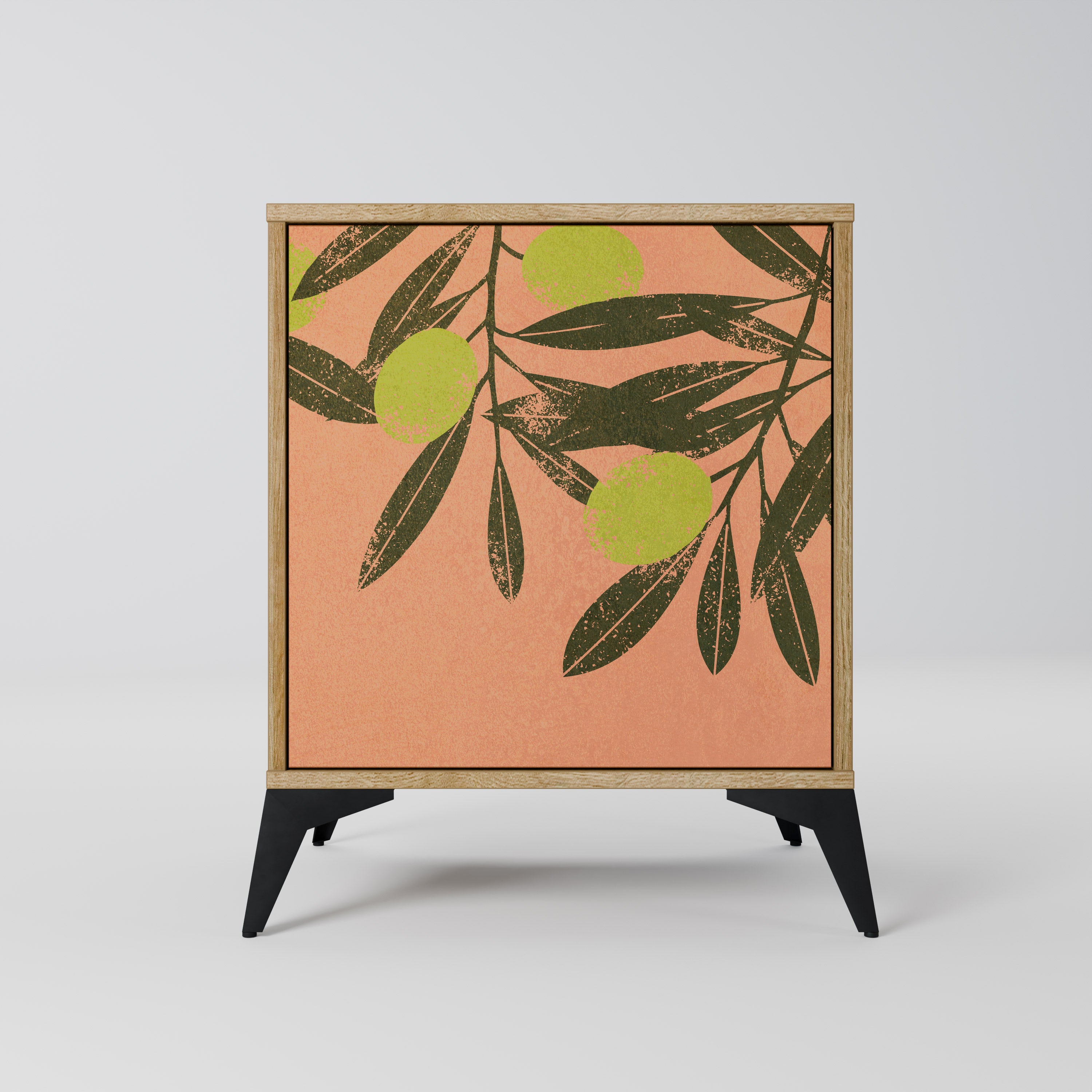 Aparador JUICY OLIVES de 1 puerta con acabado efecto roble