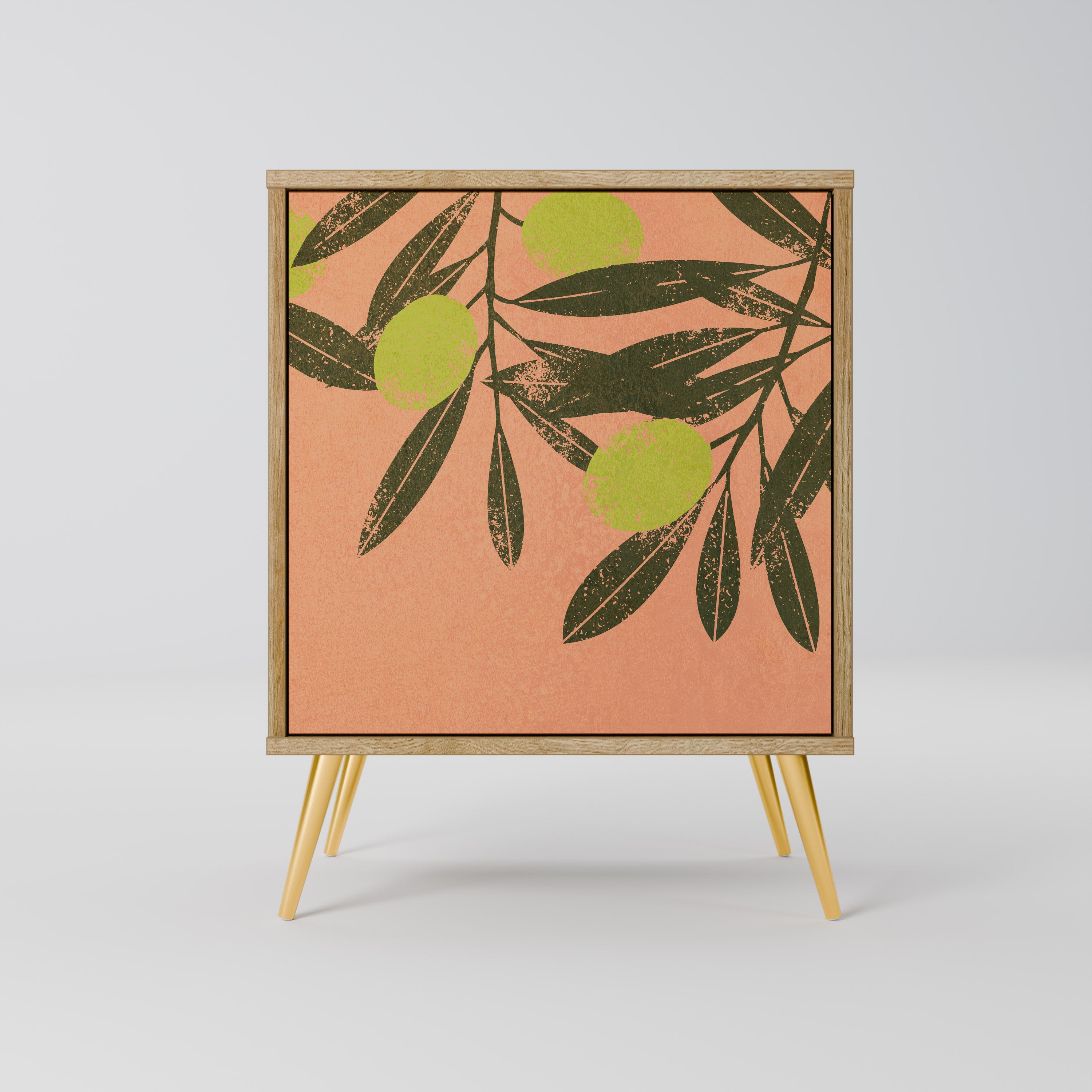 Aparador JUICY OLIVES de 1 puerta con acabado efecto roble