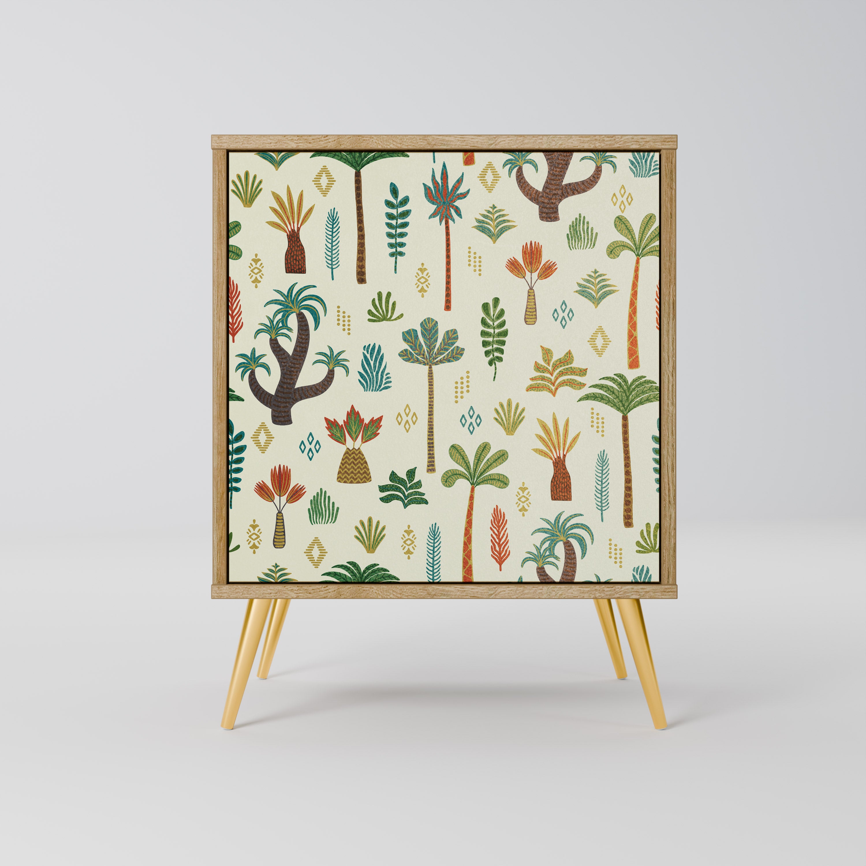 Aparador PALM SPRING de 1 puerta con acabado efecto roble