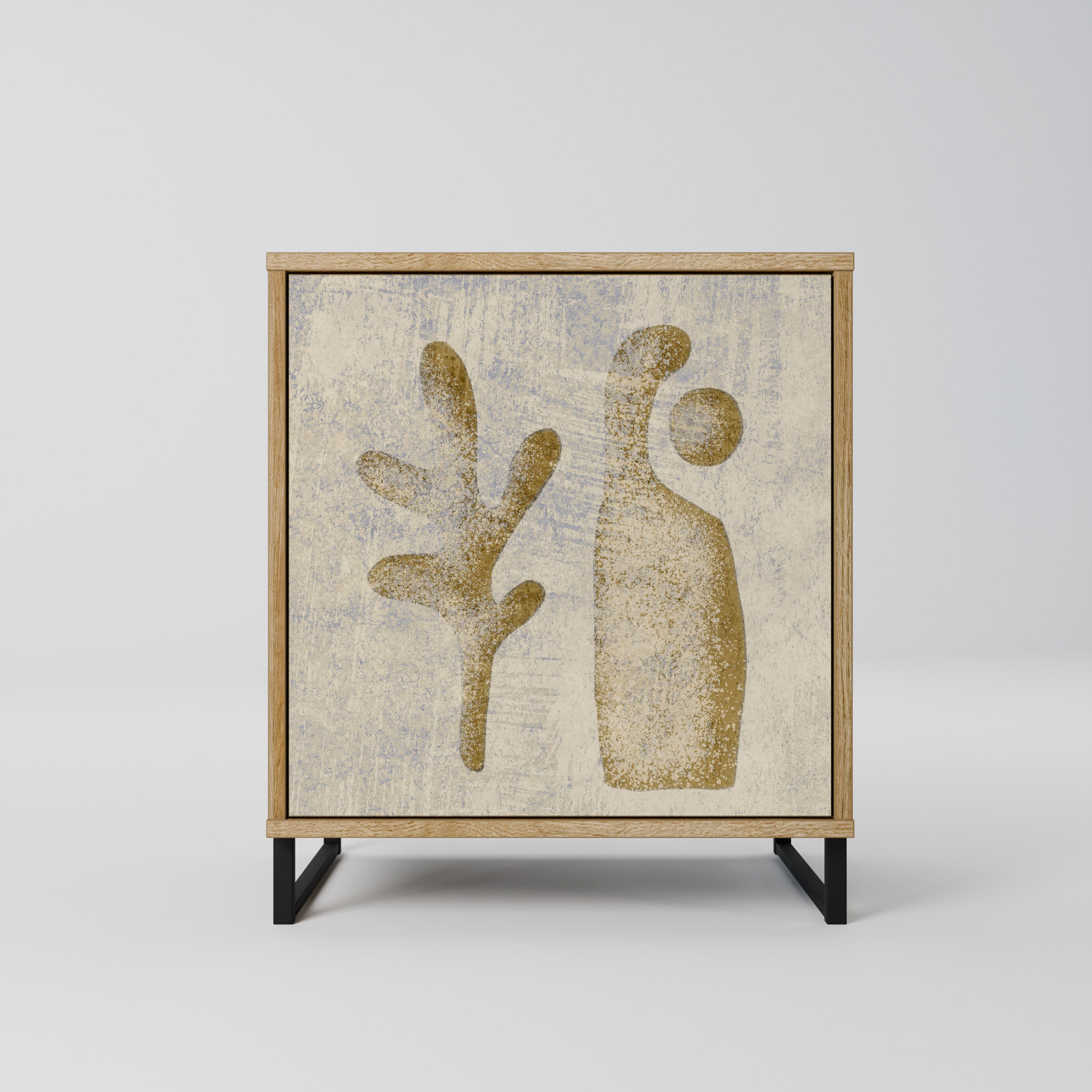 SAND SCULPTURES 1-Door Sideboard in Oak Effect