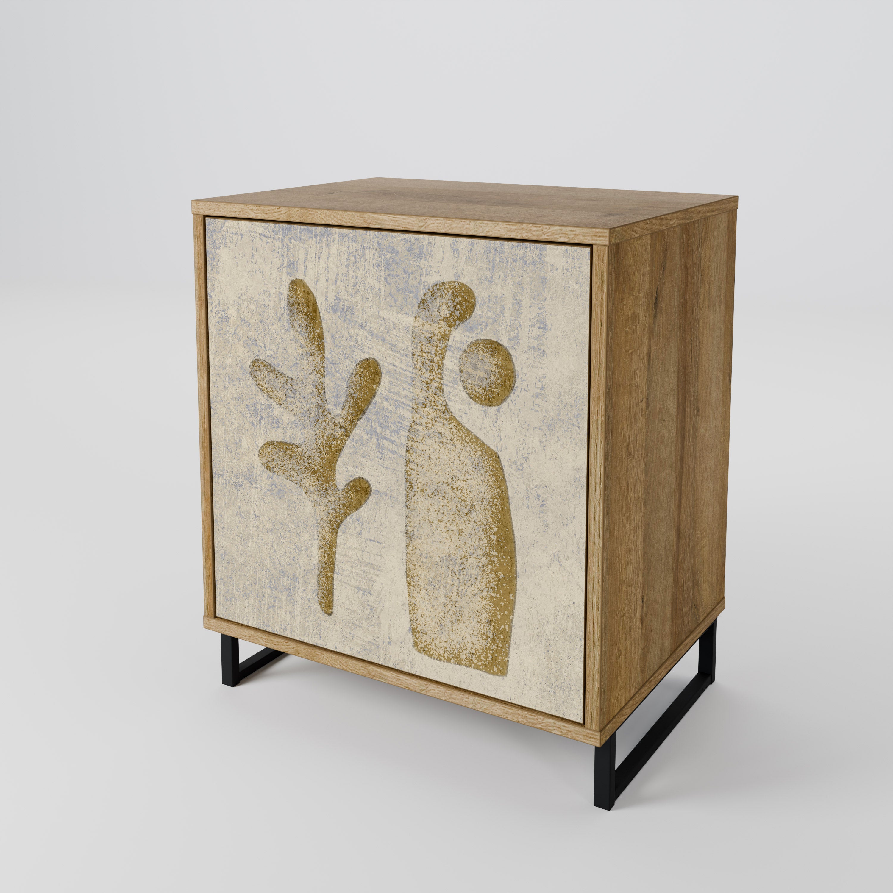 SAND SCULPTURES 1-Door Sideboard in Oak Effect