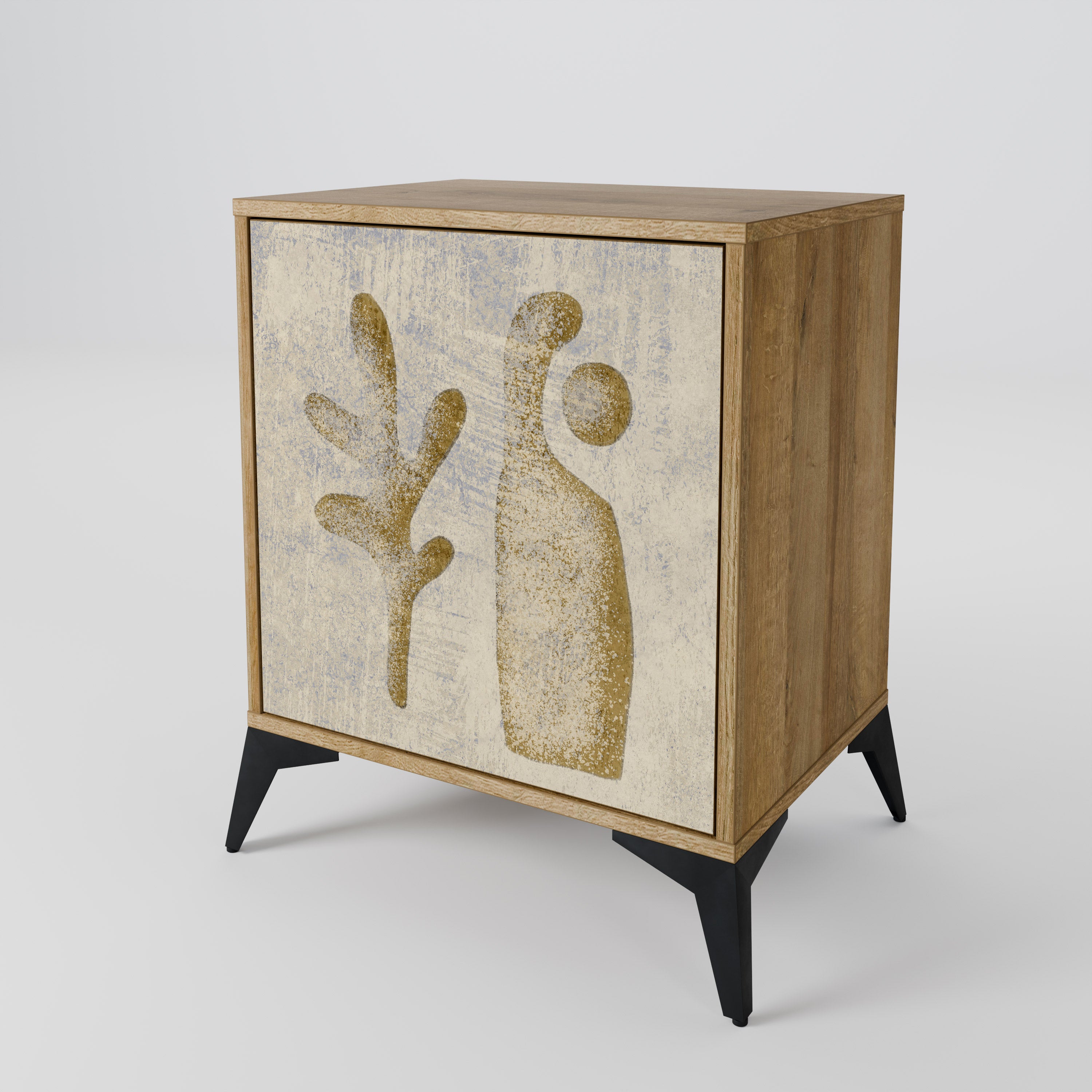 SAND SCULPTURES 1-Door Sideboard in Oak Effect