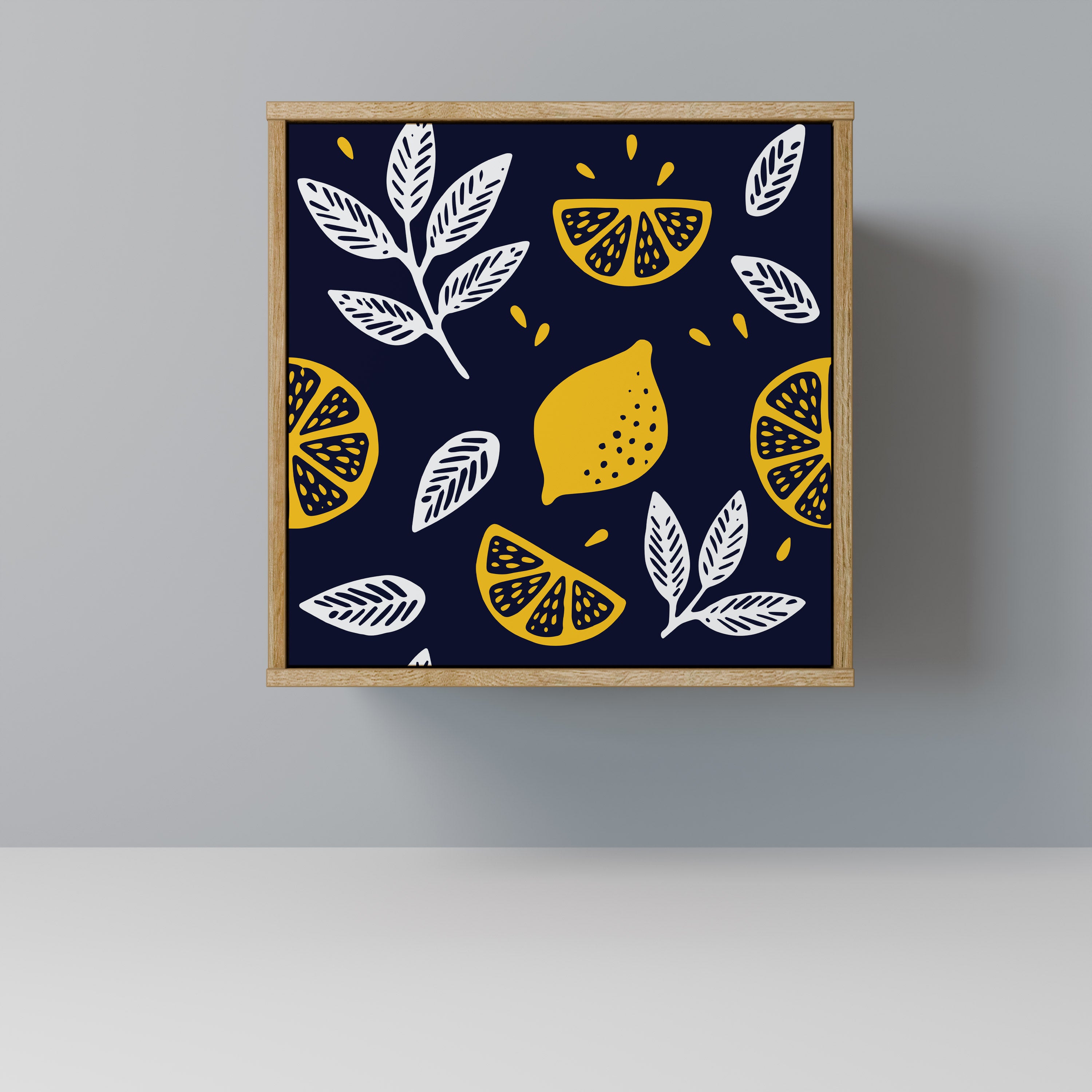 Aparador de una puerta CITRUS BLACK AND WHITE con acabado roble