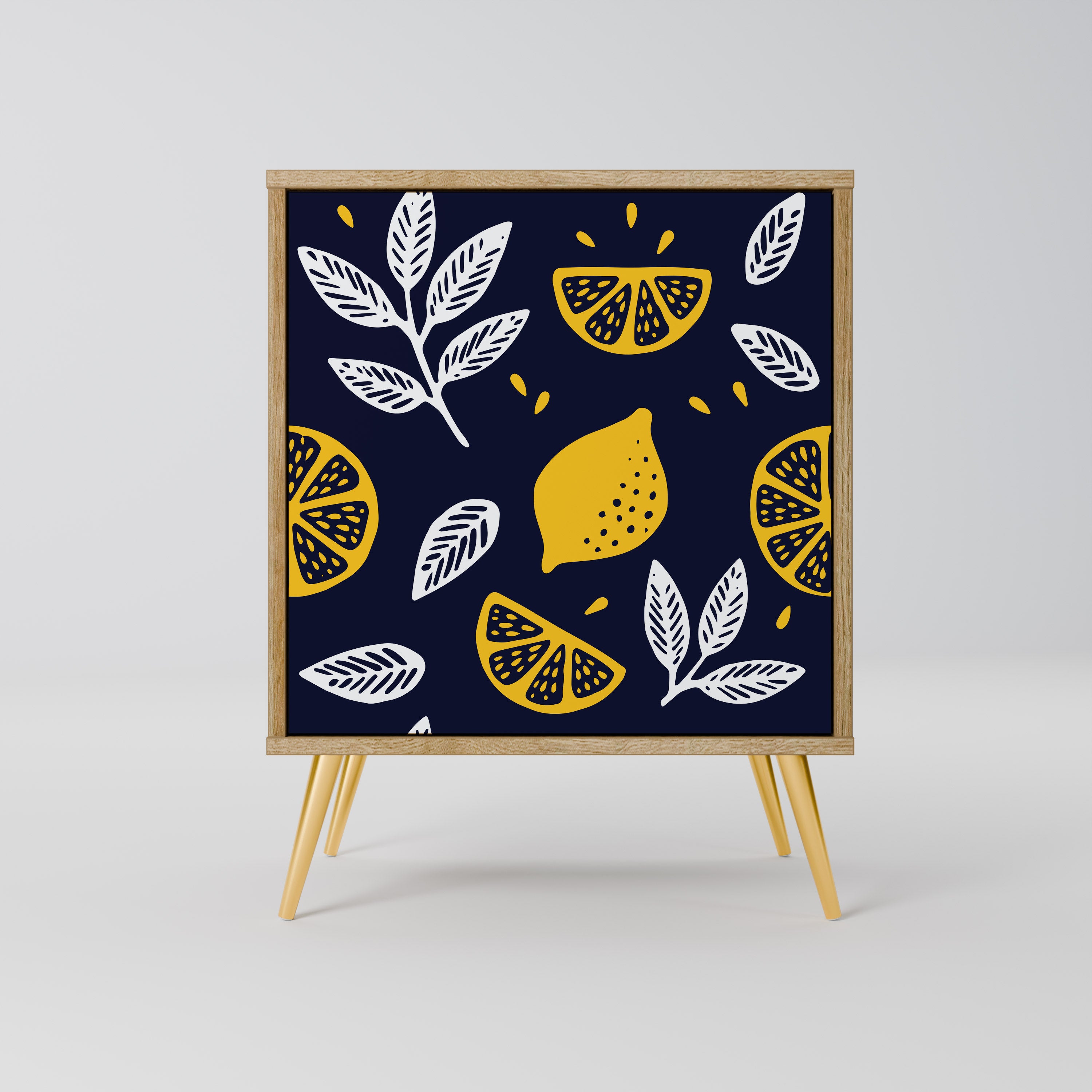 Aparador de una puerta CITRUS BLACK AND WHITE con acabado roble