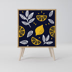 CITRUS BLACK AND WHITE Aparador de 1 Puerta en Efecto Roble