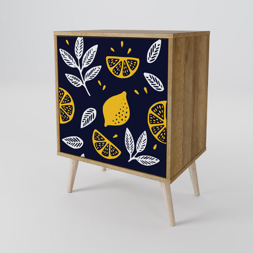 CITRUS BLACK AND WHITE Aparador de 1 Puerta en Efecto Roble