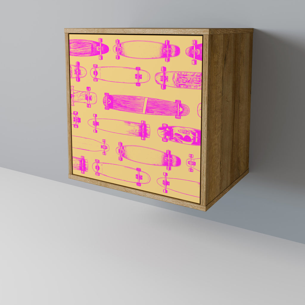 Aparador de 1 puerta SKATEBOARD ARTISTRY en efecto roble