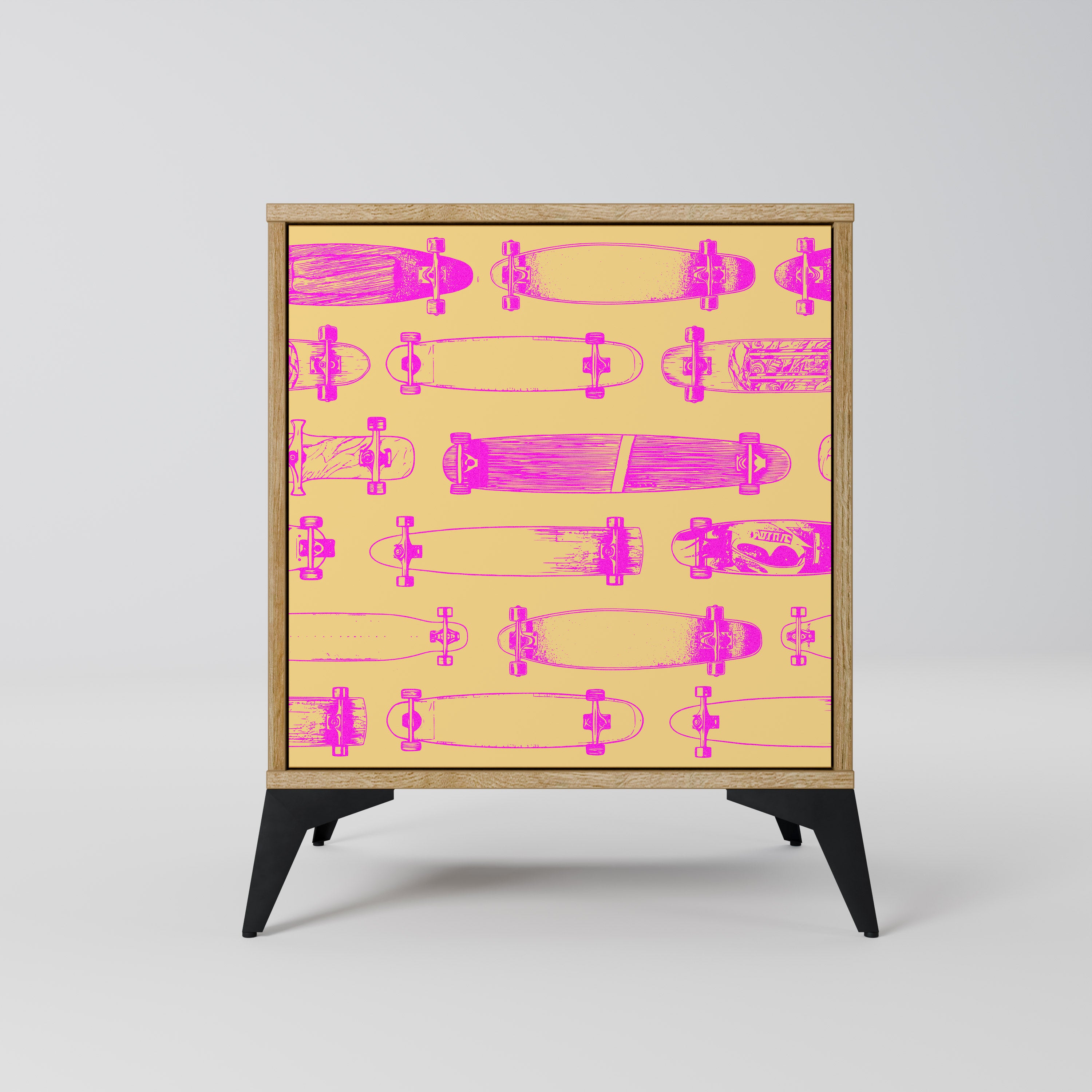 SKATEBOARD ARTISTRY 1-Door Sideboard in Oak Effect