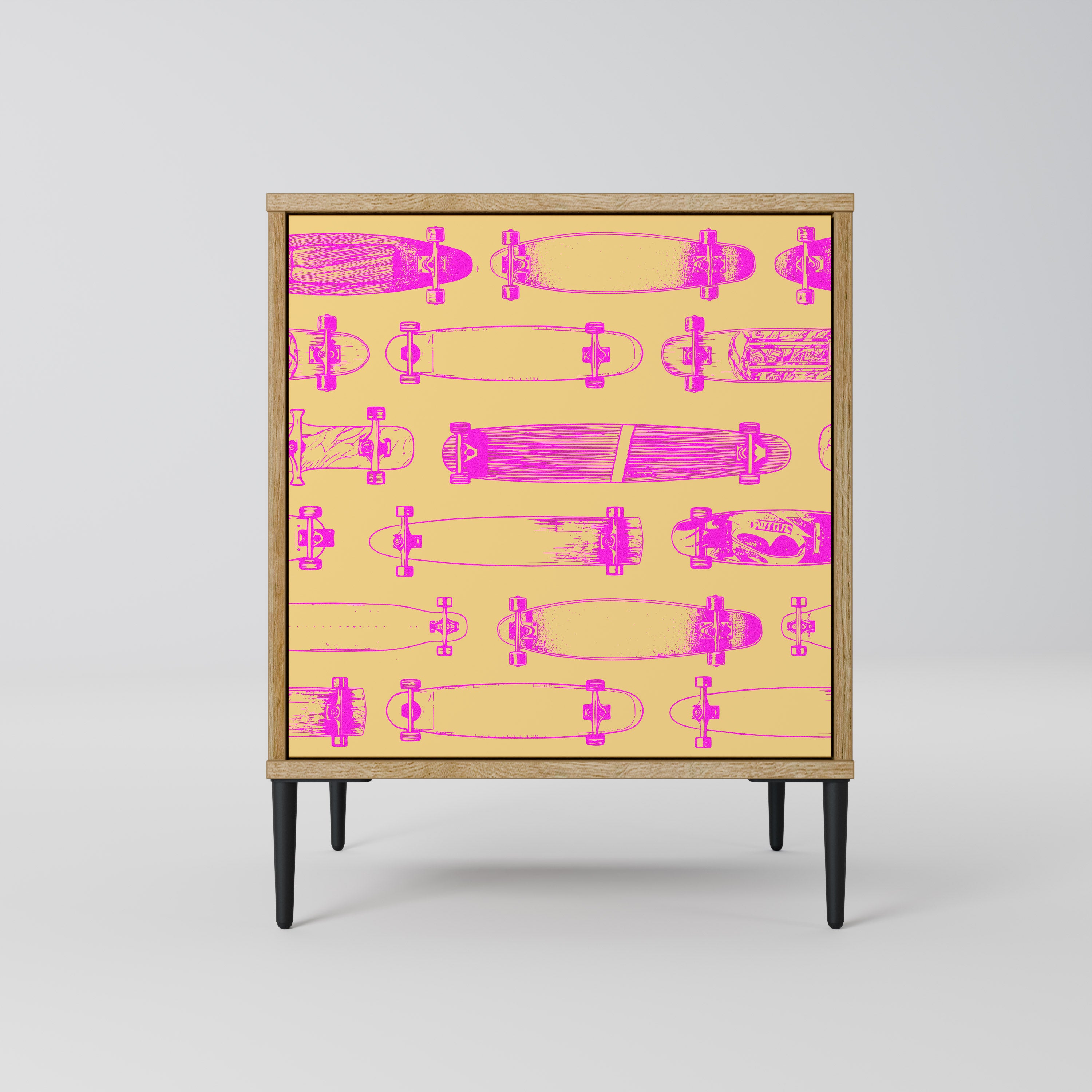 SKATEBOARD ARTISTRY 1-Door Sideboard in Oak Effect