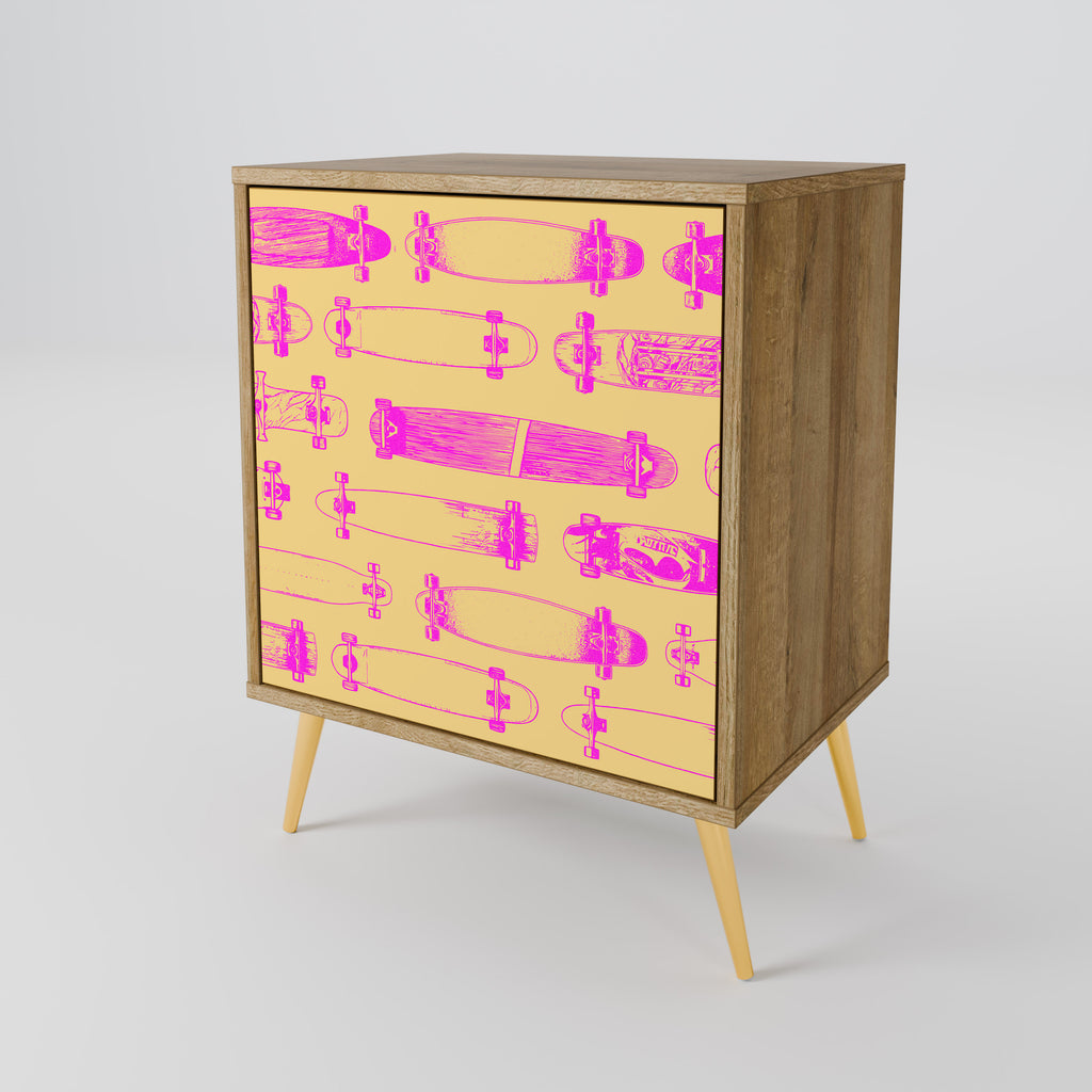 Aparador de 1 puerta SKATEBOARD ARTISTRY en efecto roble