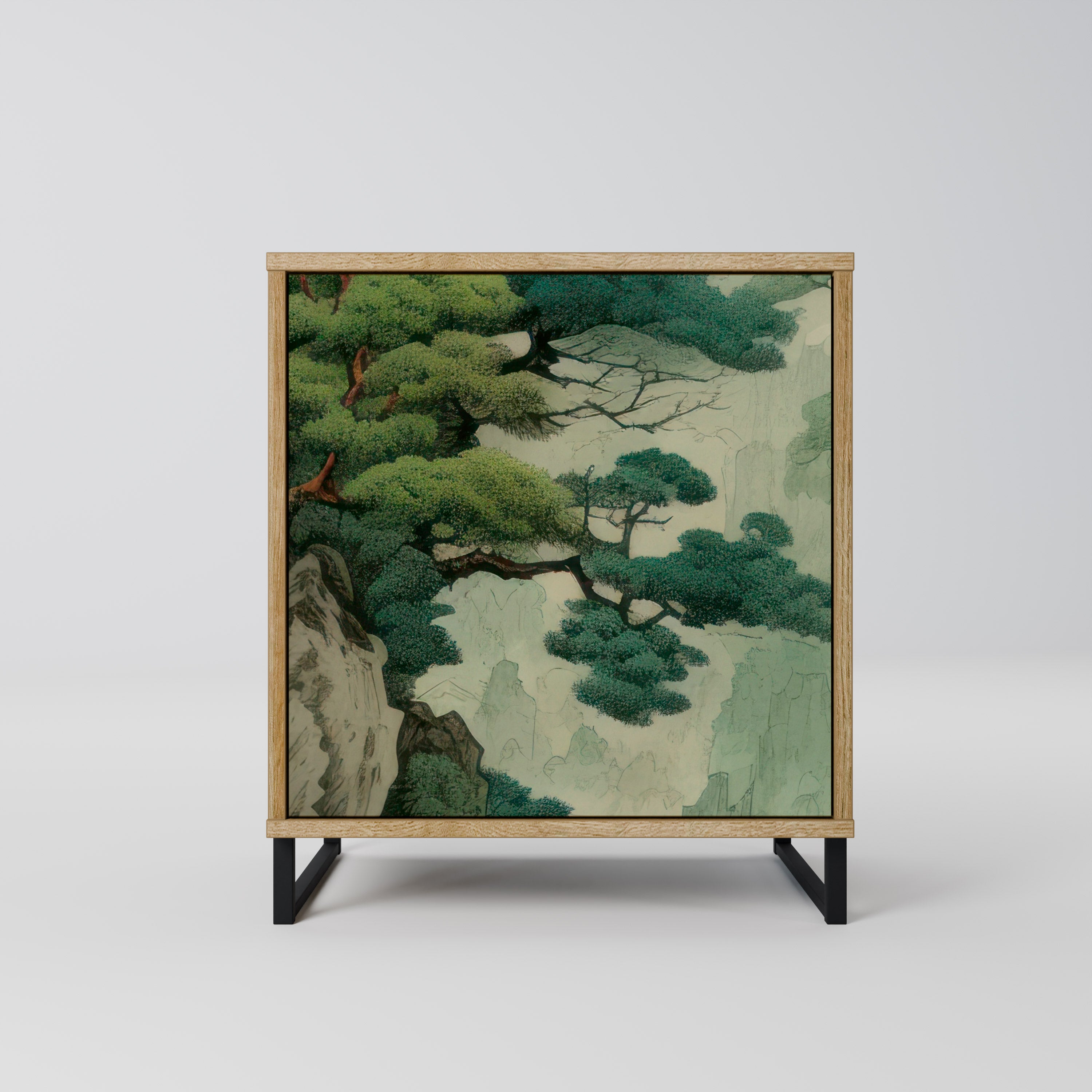 VERDURE ABYSS 1-Door Sideboard in Oak Effect