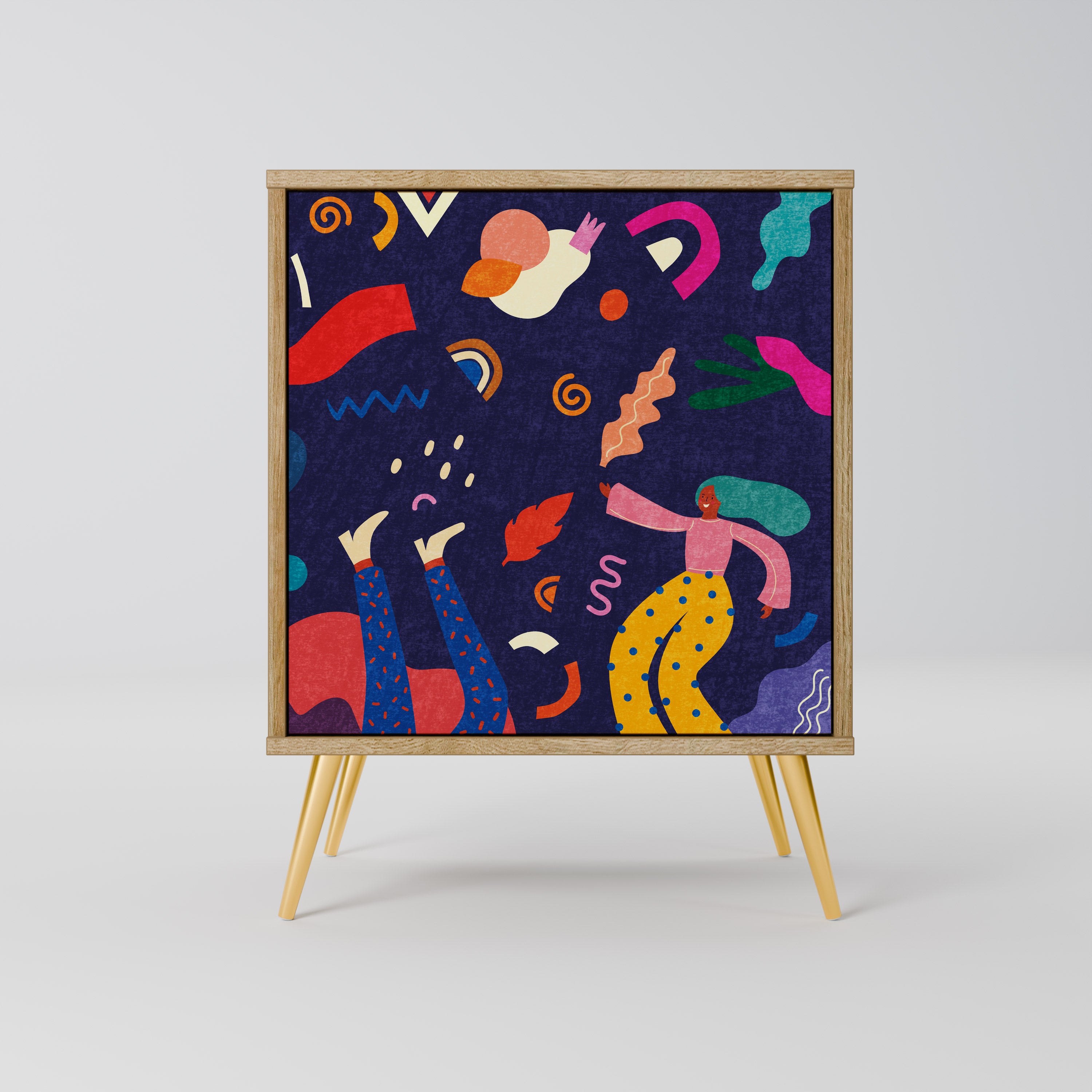 PLACERES FESTIVOS Aparador de 1 puerta con efecto roble