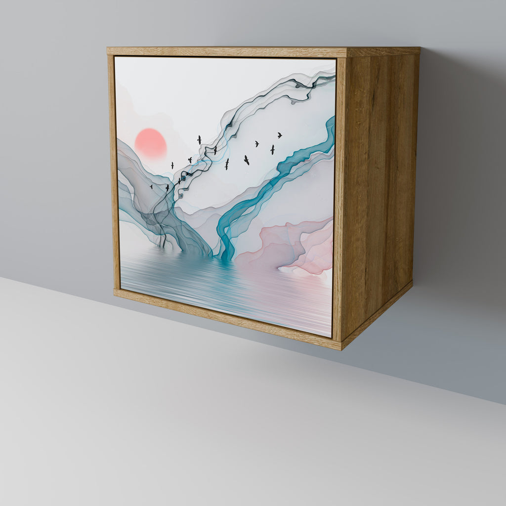 Aparador VELVET CROSSING de 1 puerta con acabado efecto roble