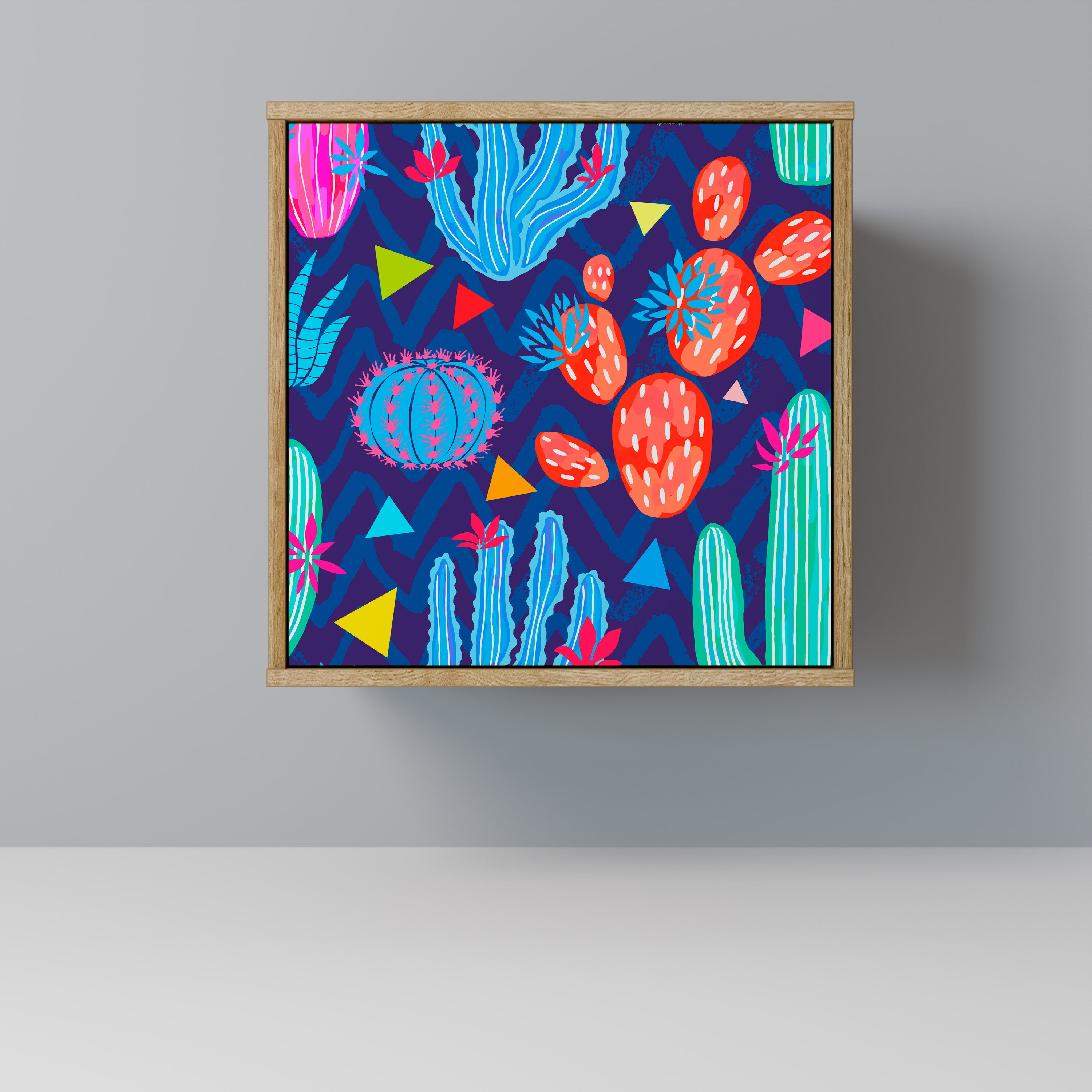 Aparador CACTUS VIBES de 1 puerta con acabado roble