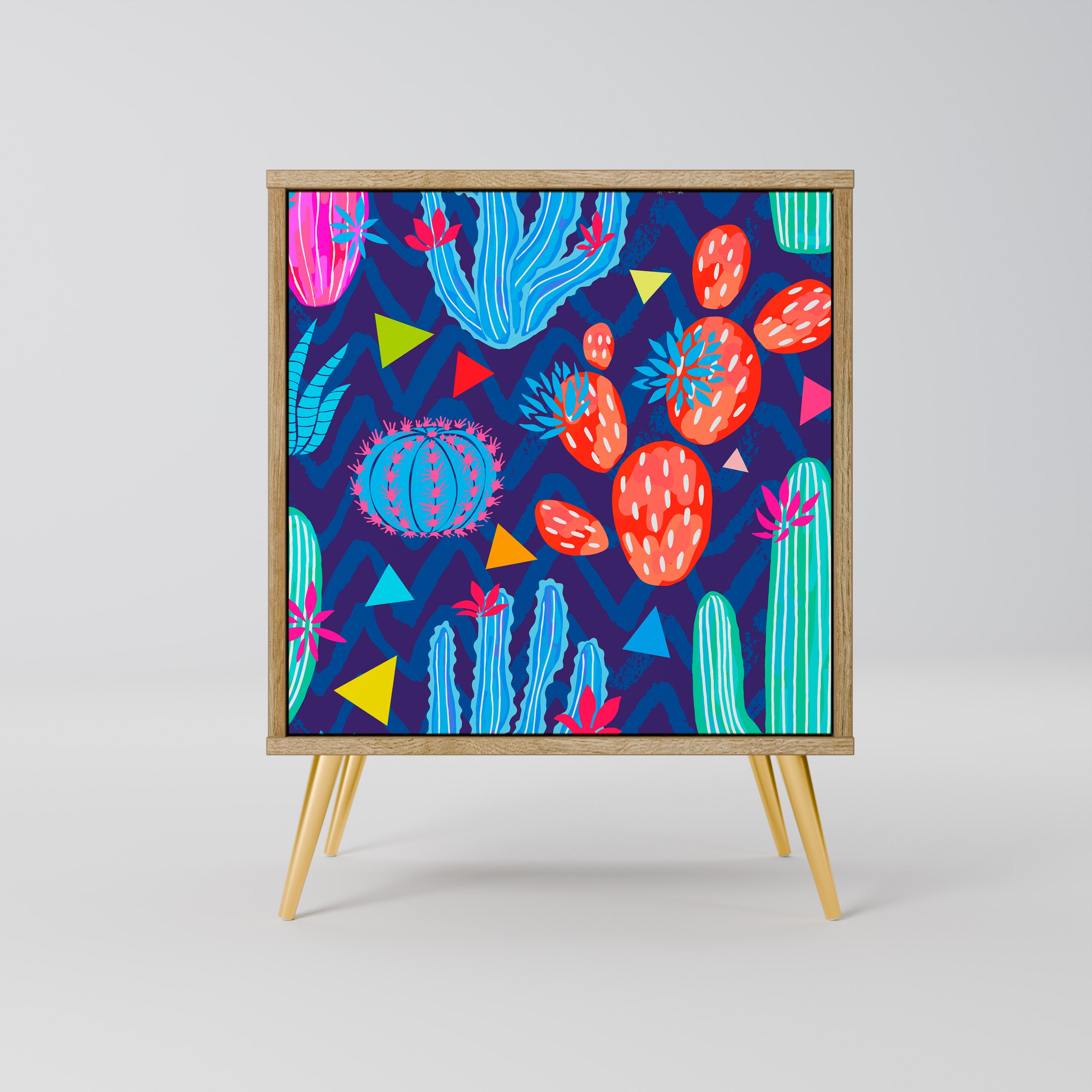 Aparador CACTUS VIBES de 1 puerta con acabado roble