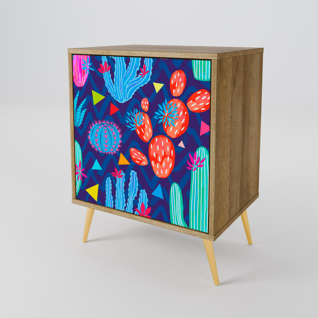 Aparador CACTUS VIBES de 1 puerta con acabado roble