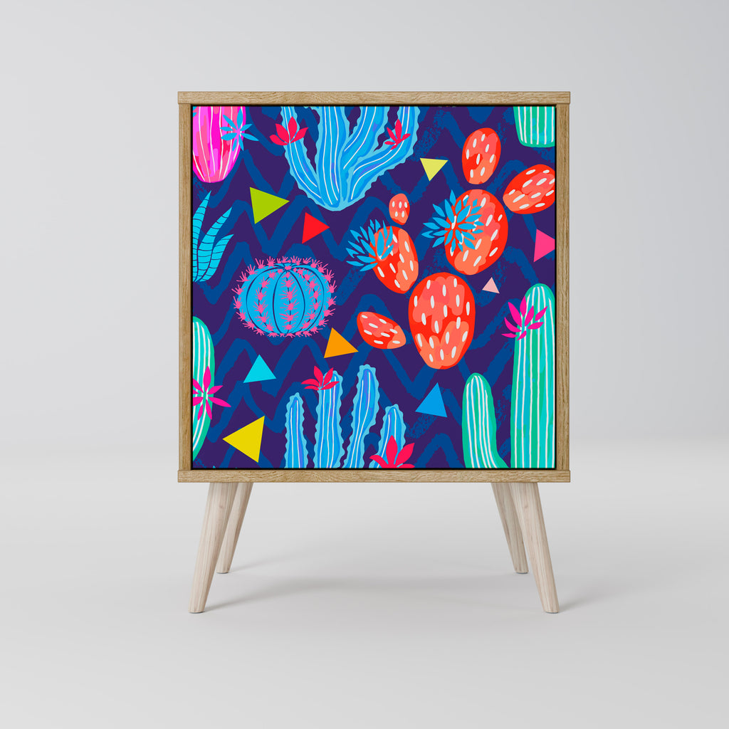 Aparador CACTUS VIBES de 1 puerta con acabado roble