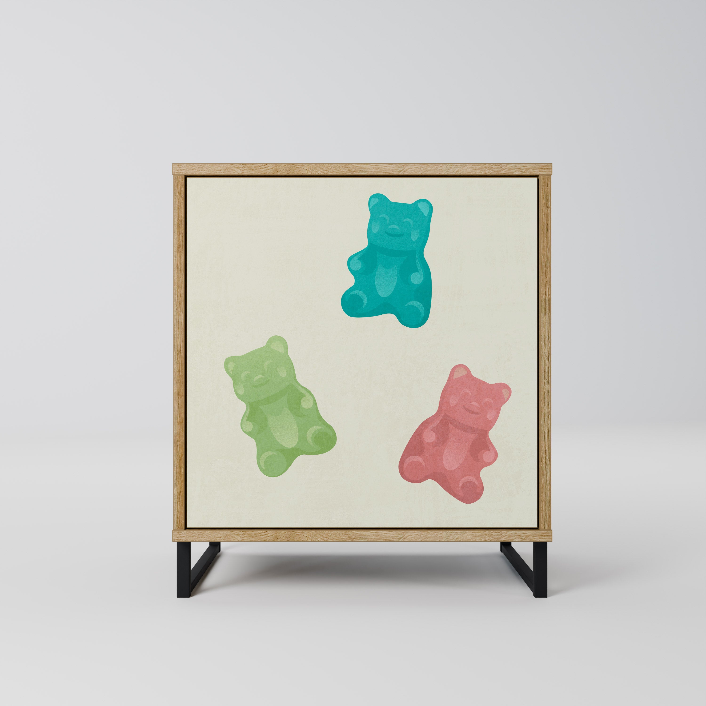 GUMMY BEARS 1-Door Sideboard in Oak Effect