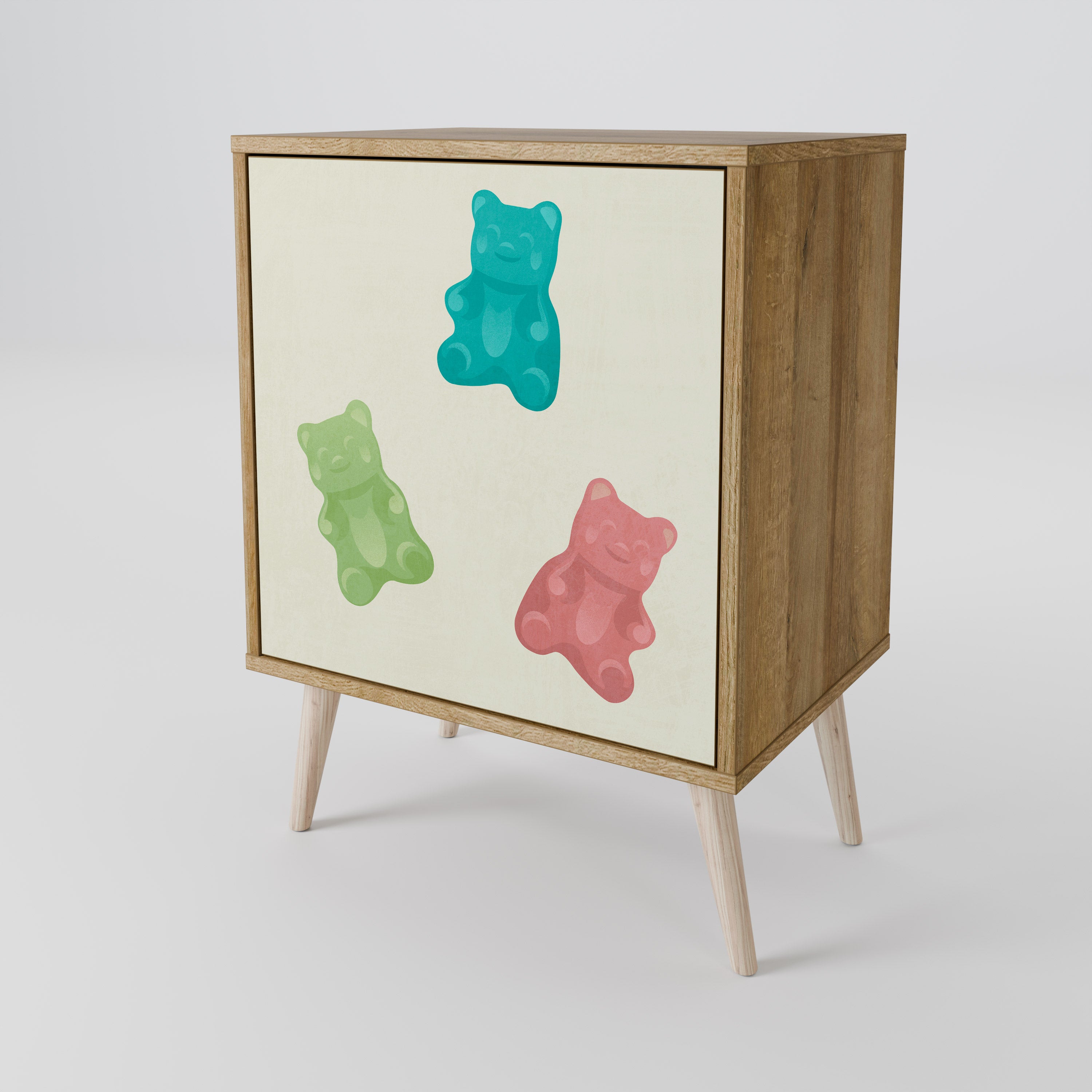 GUMMY BEARS 1-Door Sideboard in Oak Effect