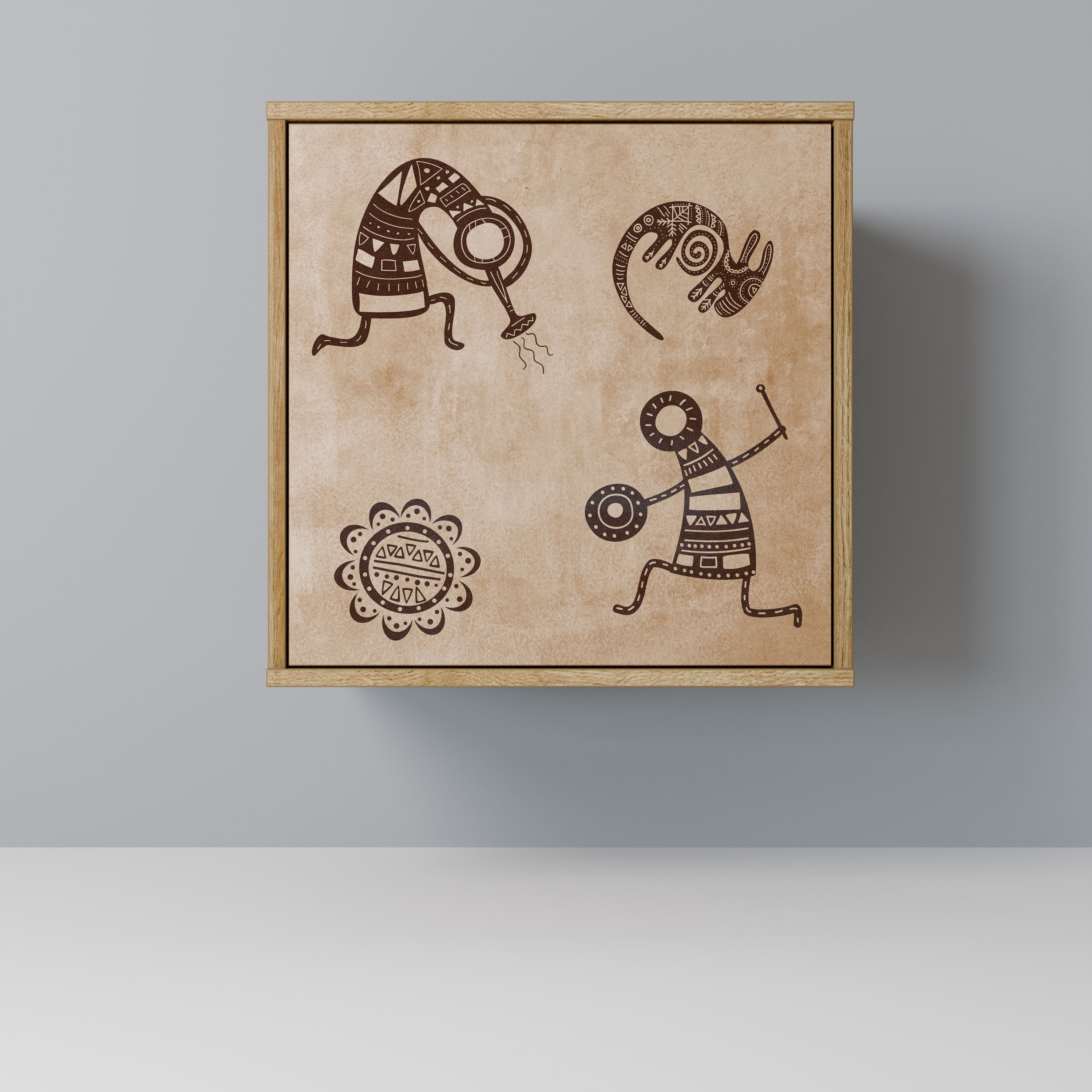 AFRICAN STYLE 1-Door Sideboard in Oak Effect