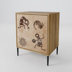 AFRICAN STYLE Aparador de 1 Puerta en Efecto Roble