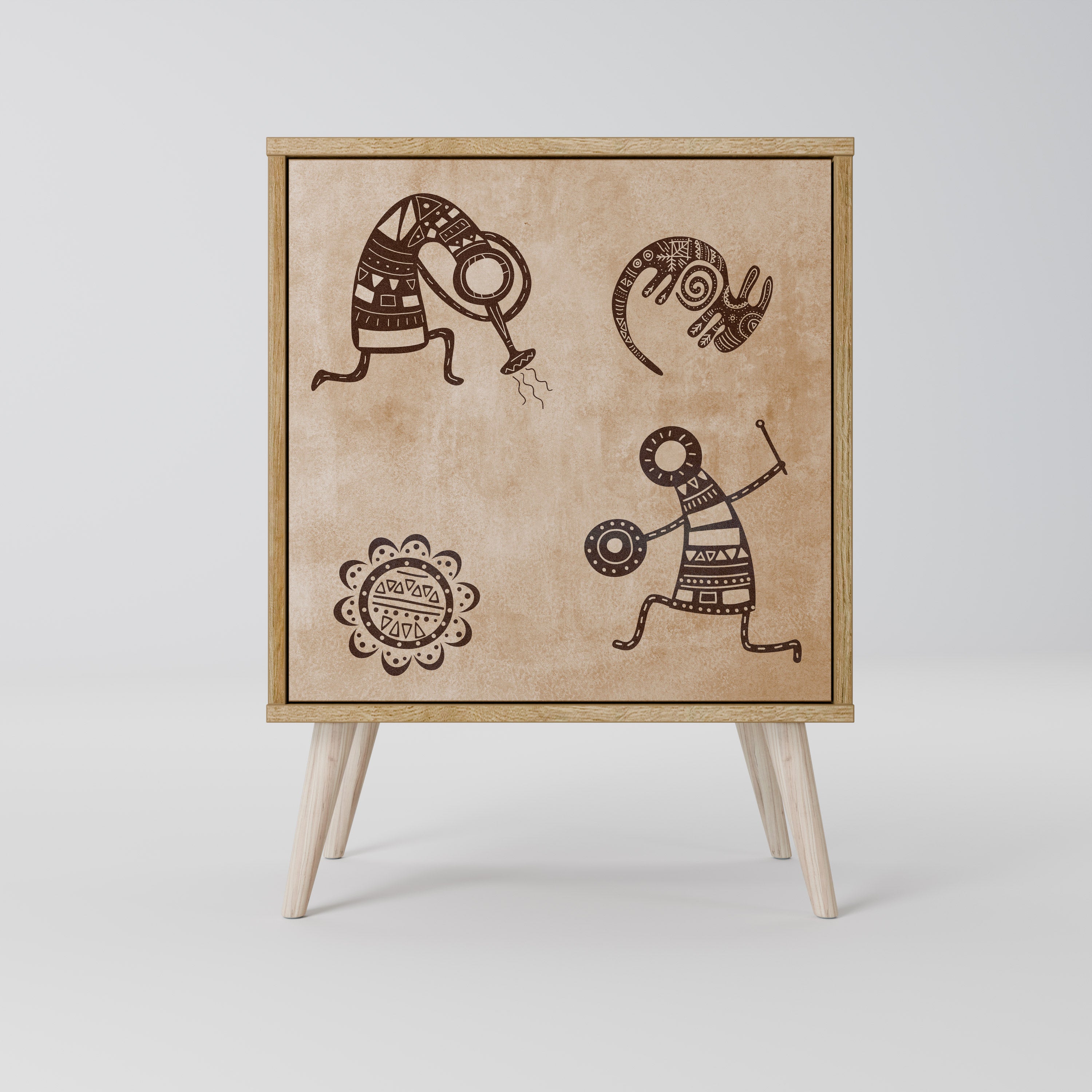 AFRICAN STYLE 1-Door Sideboard in Oak Effect