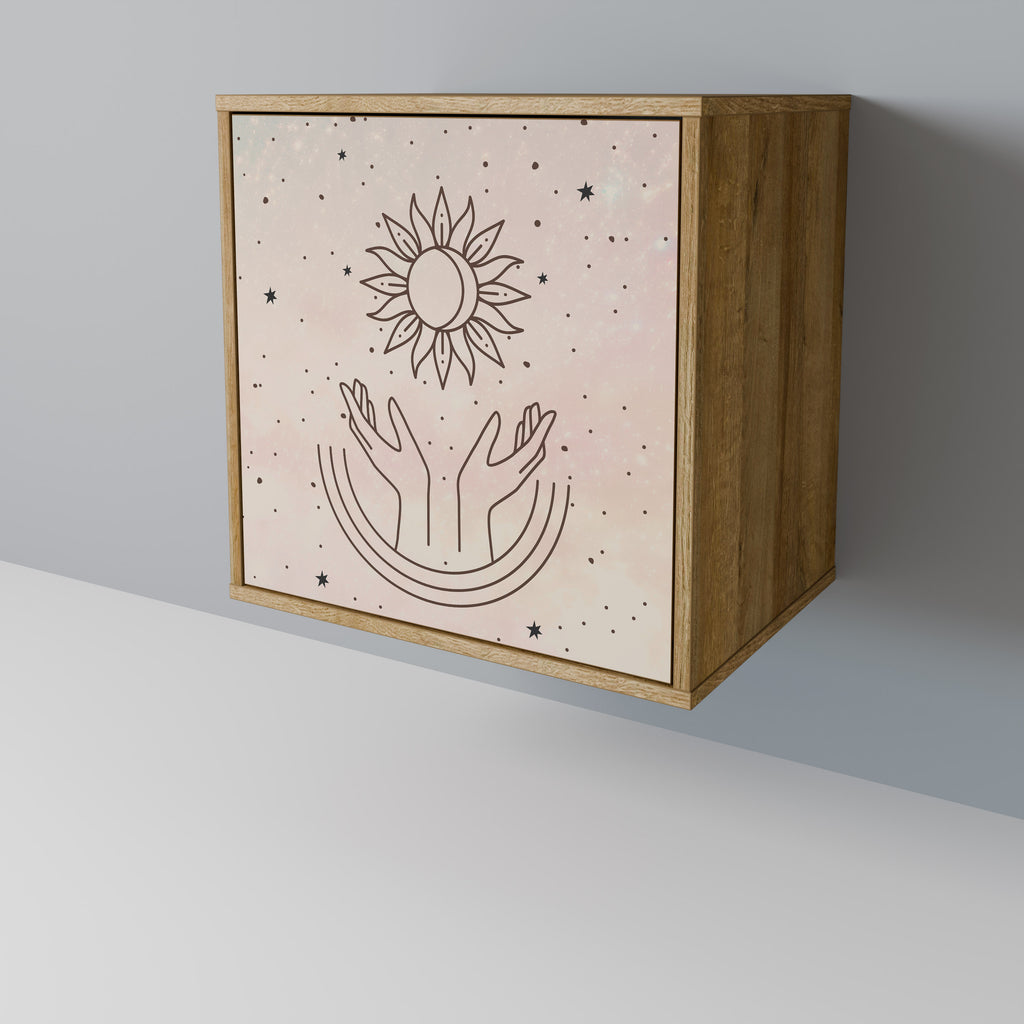 Aparador de 1 puerta DELICATE BEAUTY con acabado en roble