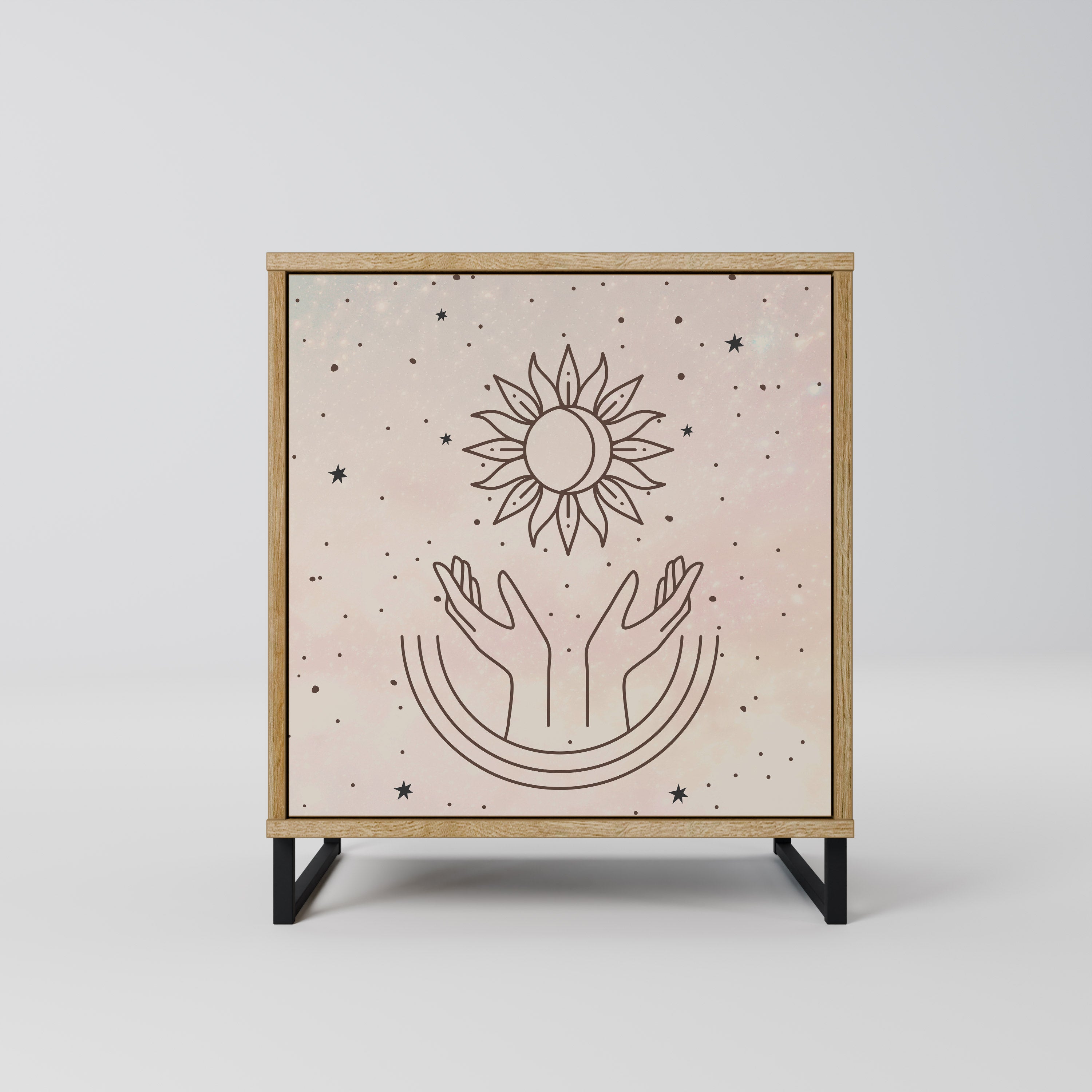 Aparador de 1 puerta DELICATE BEAUTY con acabado en roble