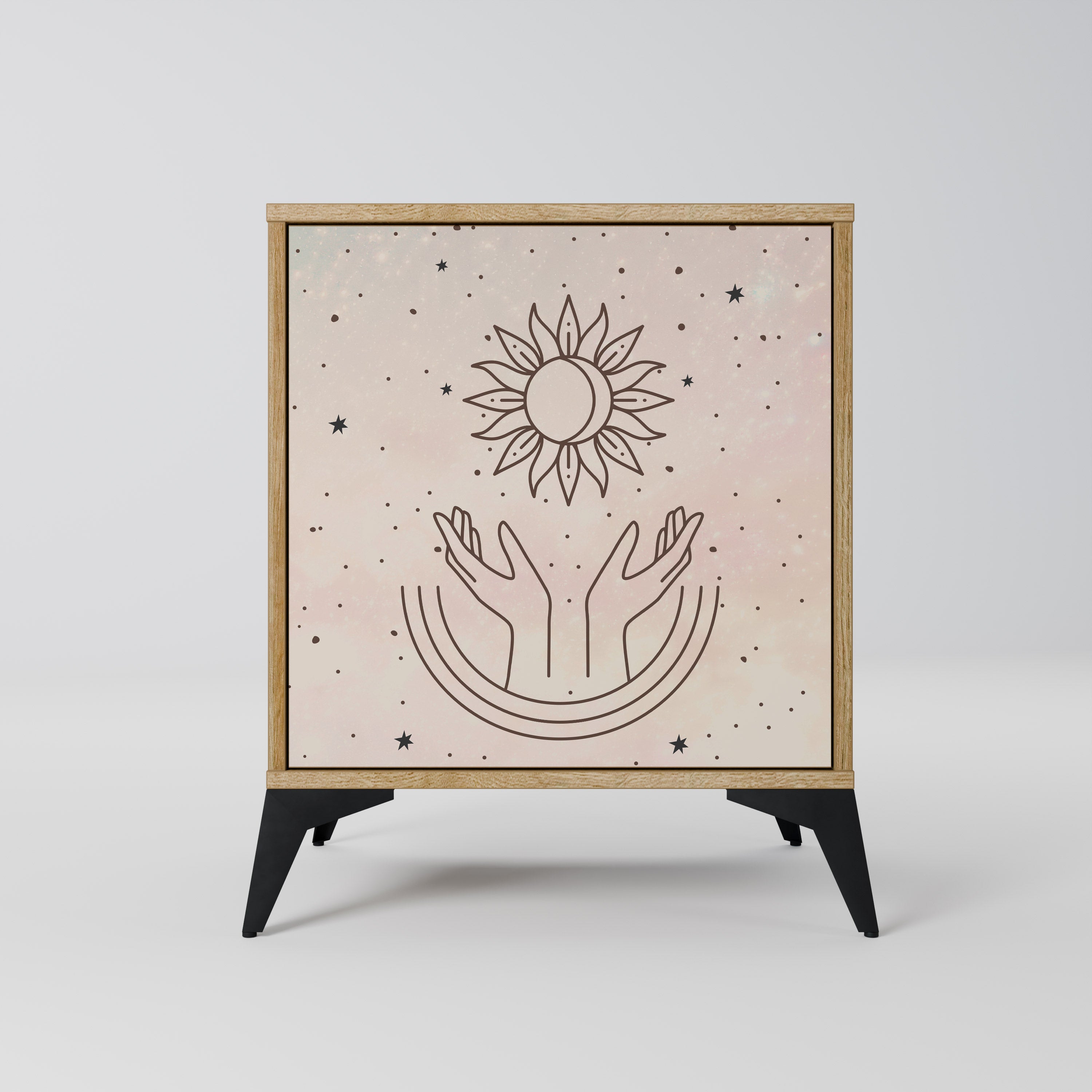 Aparador de 1 puerta DELICATE BEAUTY con acabado en roble