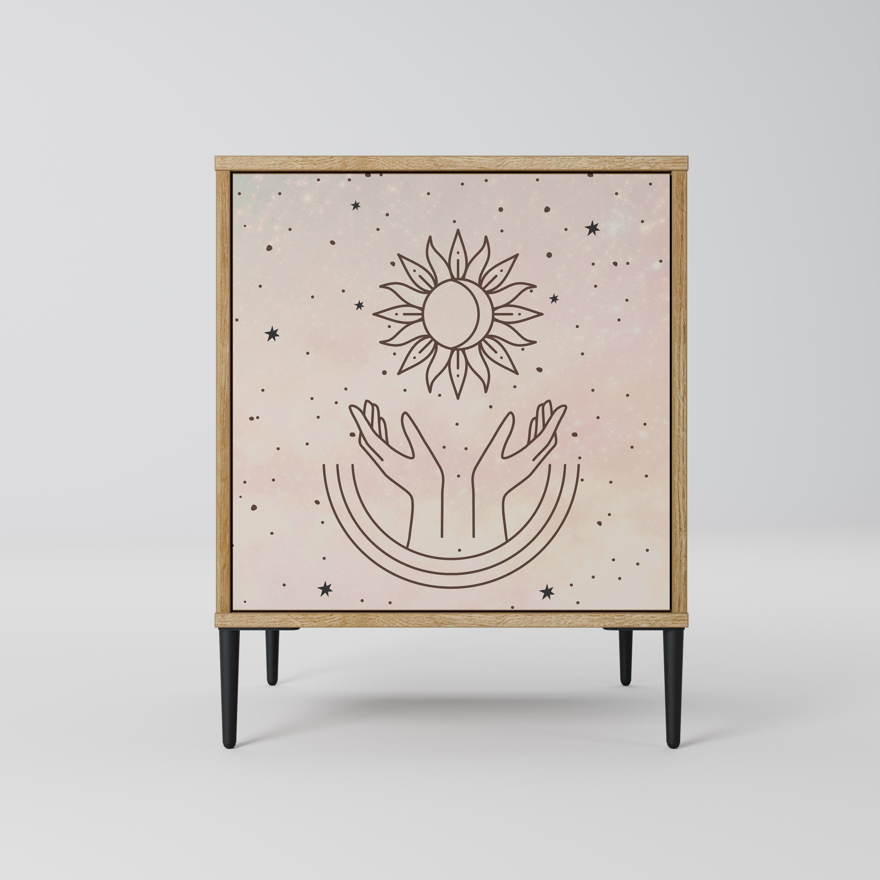 Aparador de 1 puerta DELICATE BEAUTY con acabado en roble