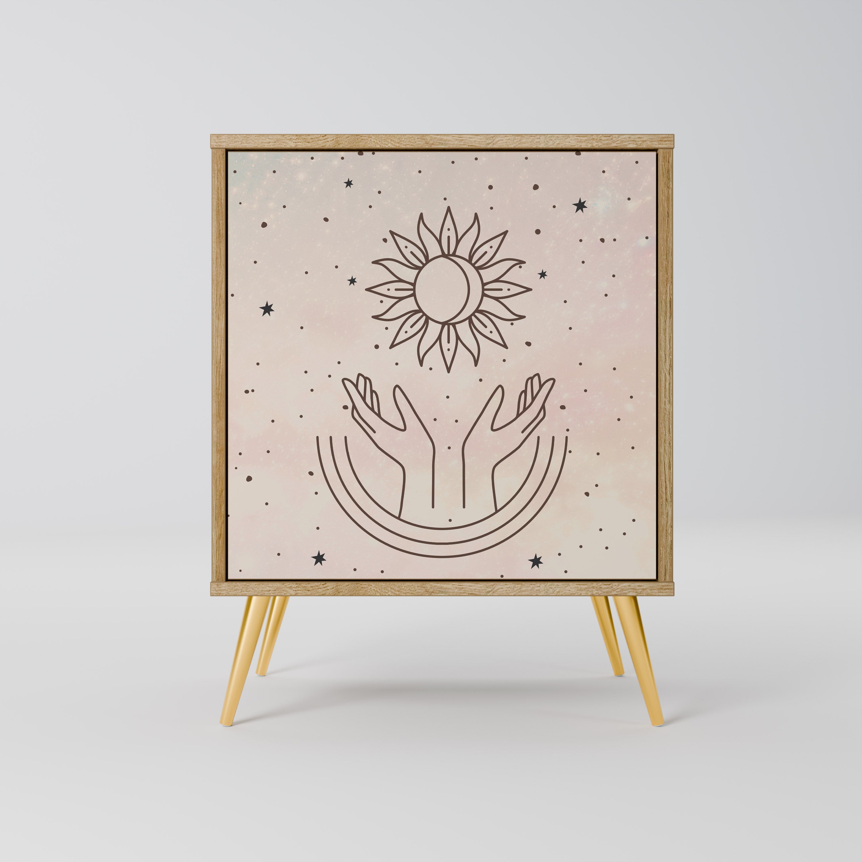 Aparador de 1 puerta DELICATE BEAUTY con acabado en roble