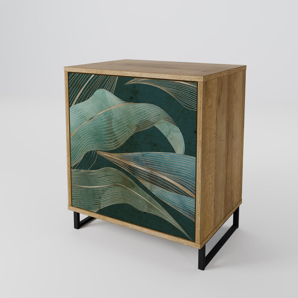 Aparador de 1 puerta ROYAL GREEN con acabado efecto roble