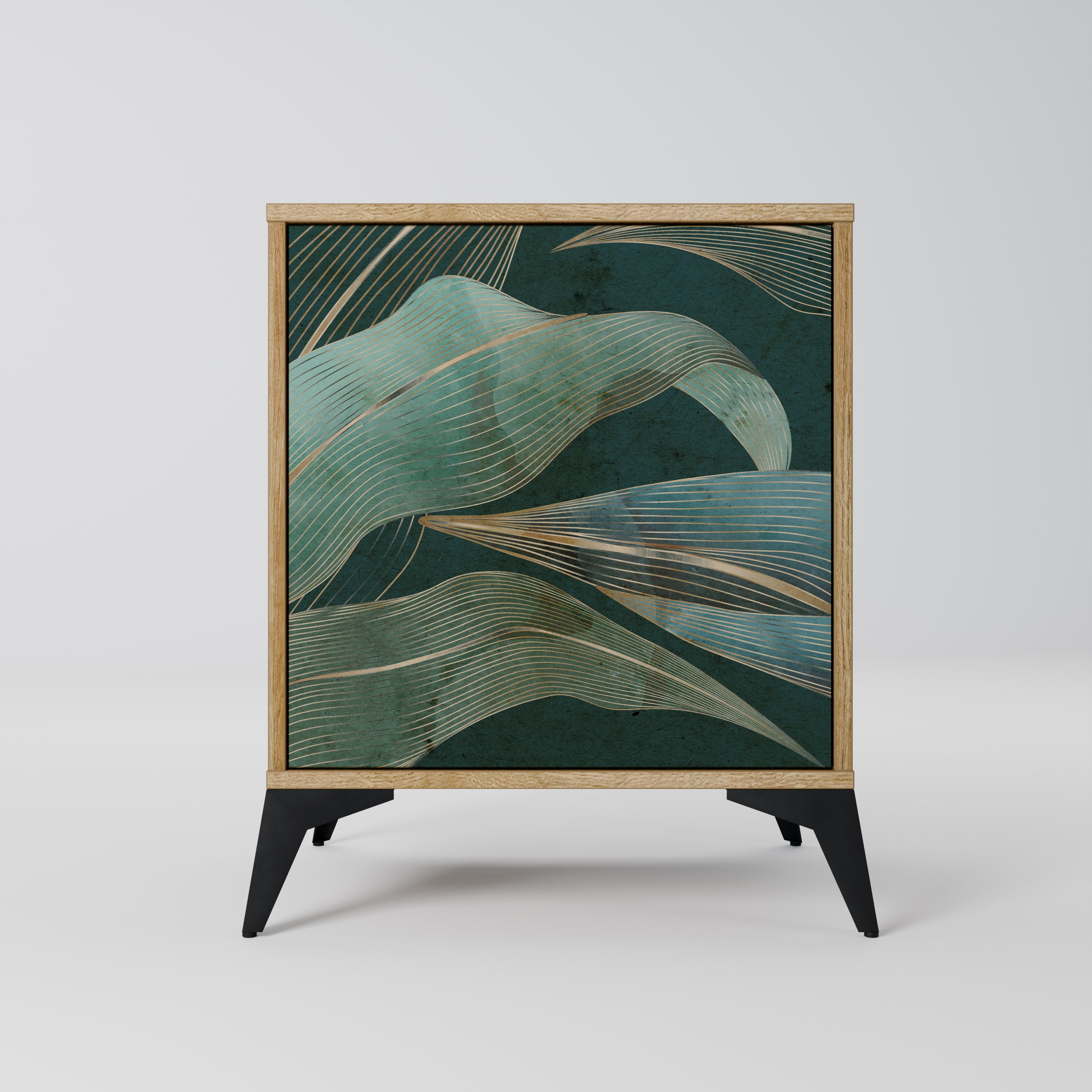 Aparador de 1 puerta ROYAL GREEN con acabado efecto roble