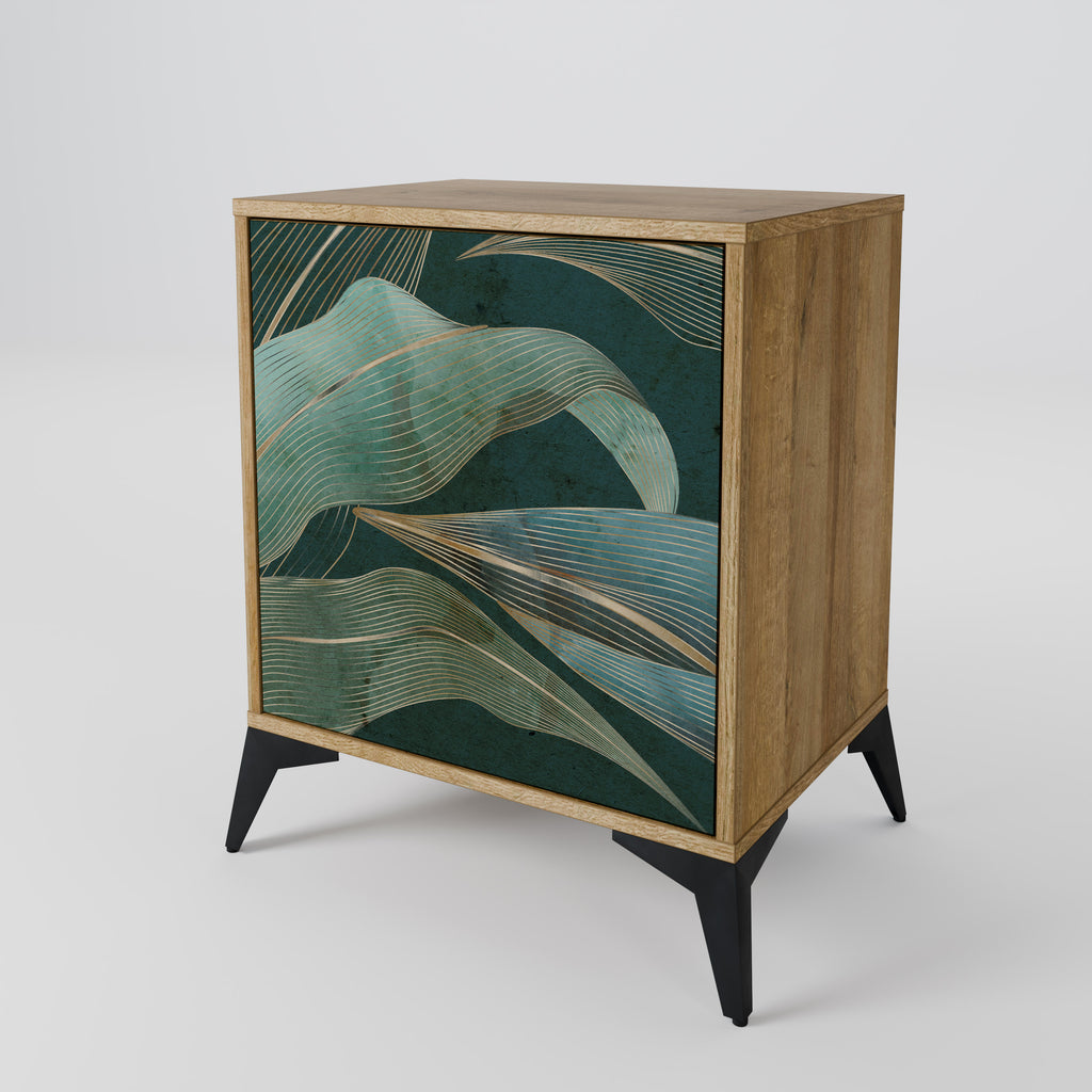 Aparador de 1 puerta ROYAL GREEN con acabado efecto roble