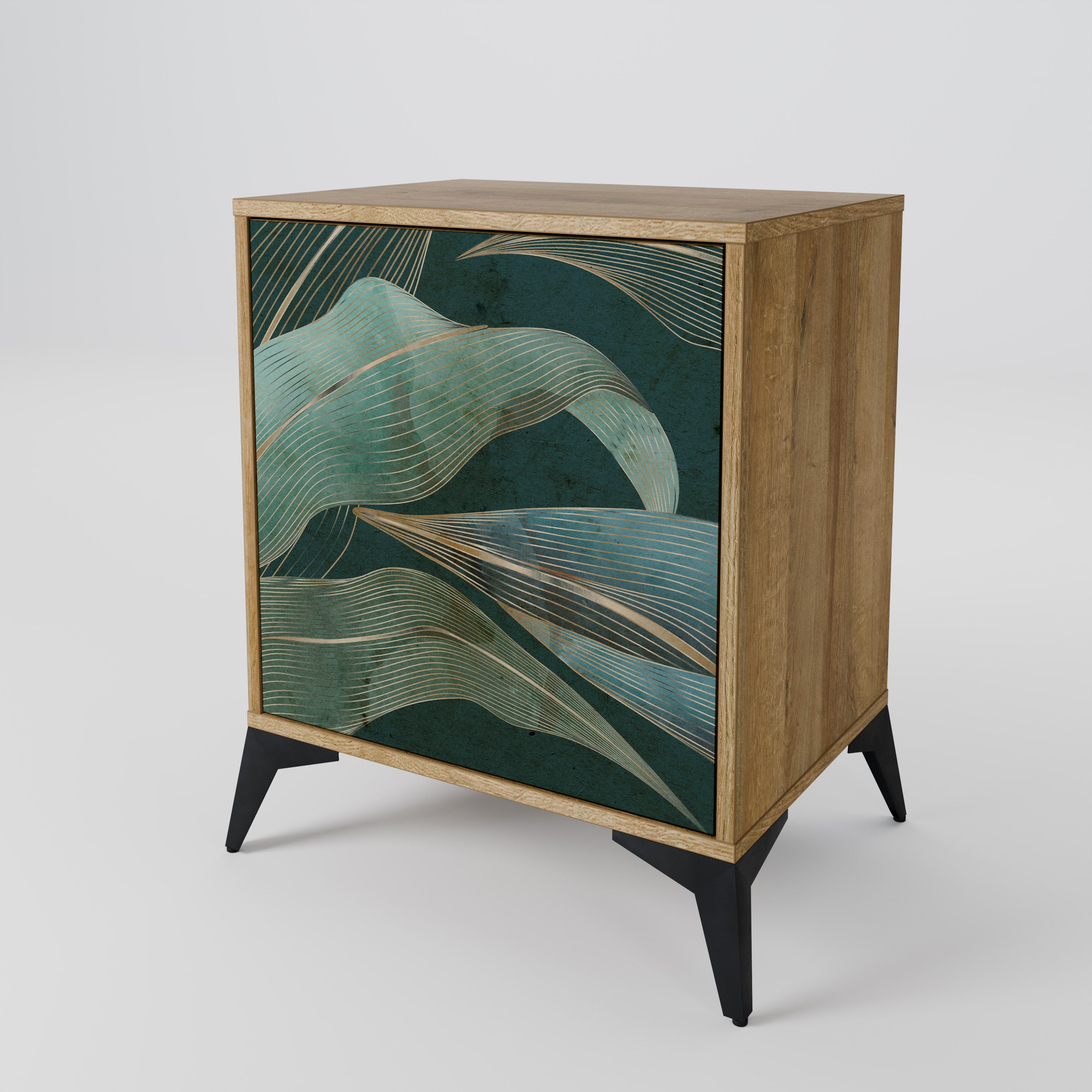 Aparador de 1 puerta ROYAL GREEN con acabado efecto roble