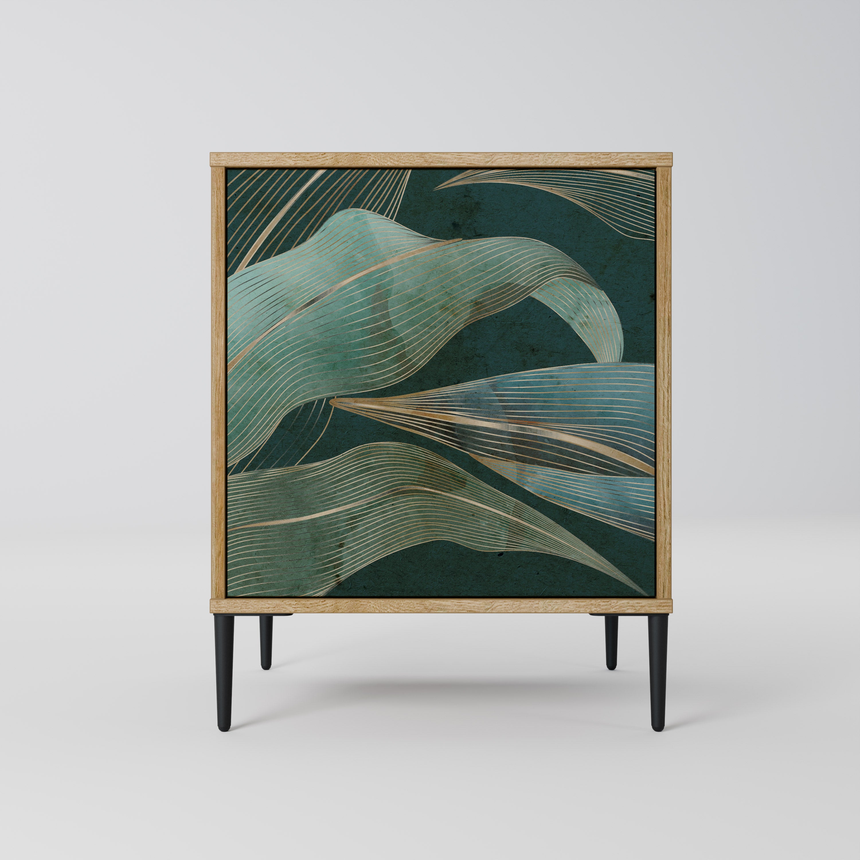 Aparador de 1 puerta ROYAL GREEN con acabado efecto roble