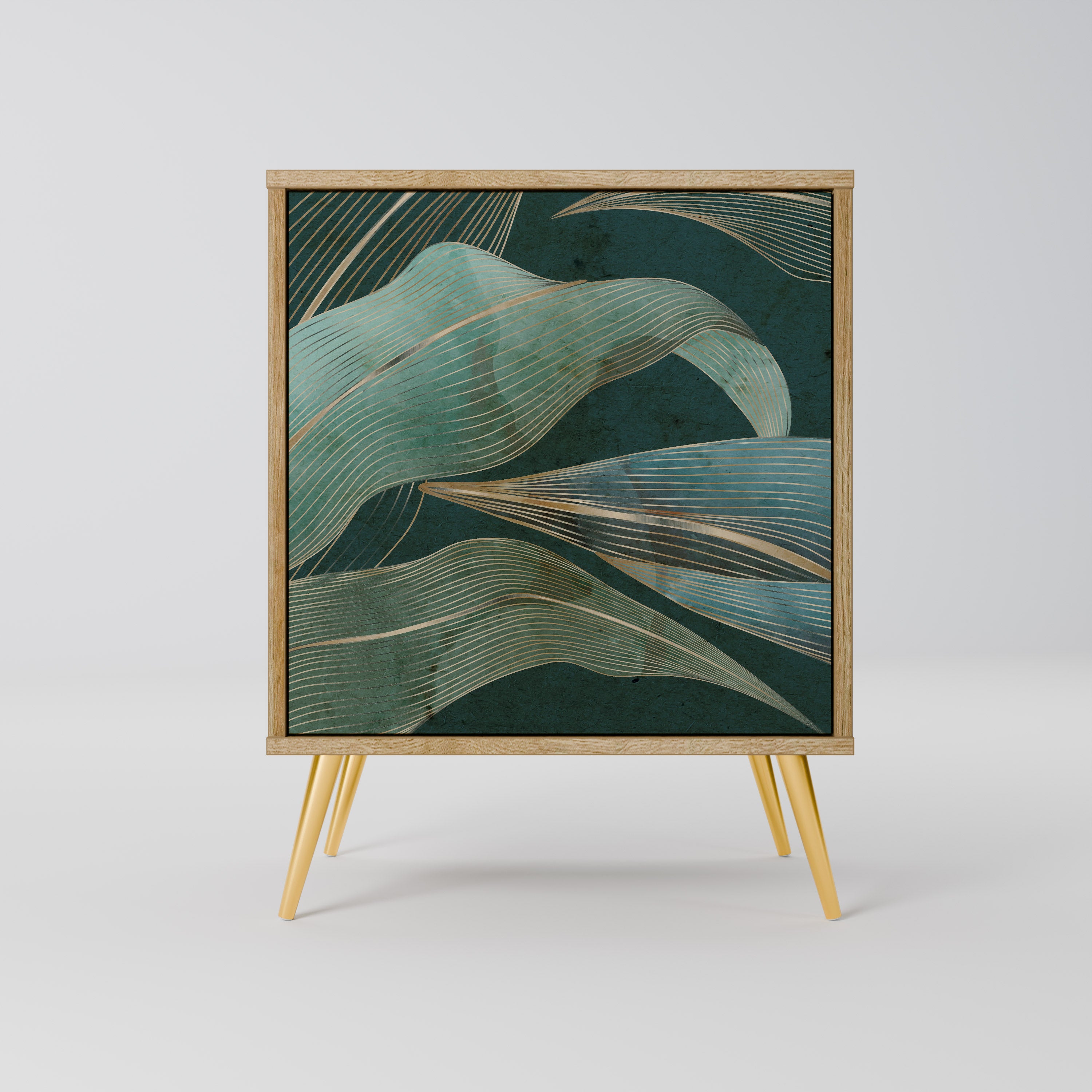 Aparador de 1 puerta ROYAL GREEN con acabado efecto roble