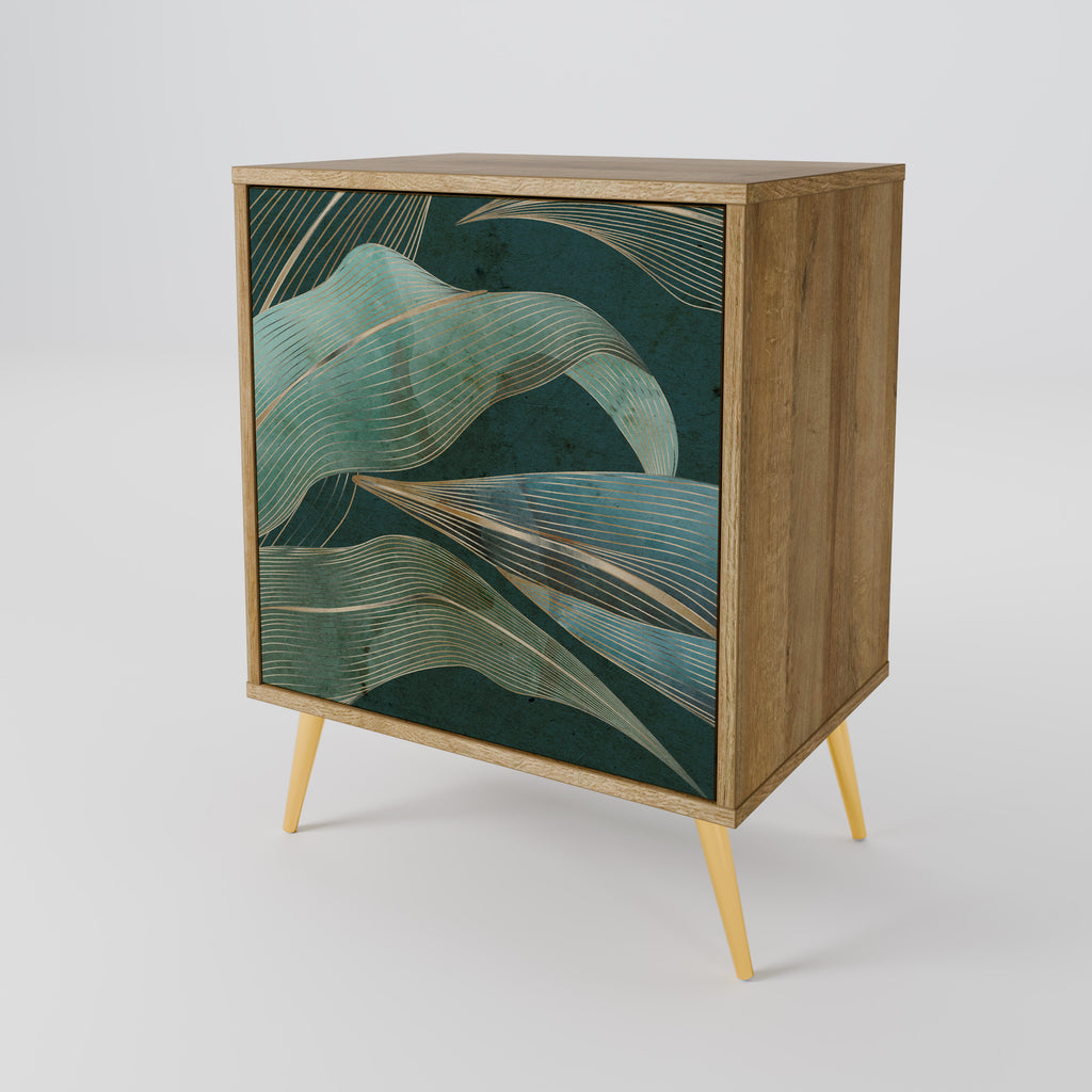 Aparador de 1 puerta ROYAL GREEN con acabado efecto roble