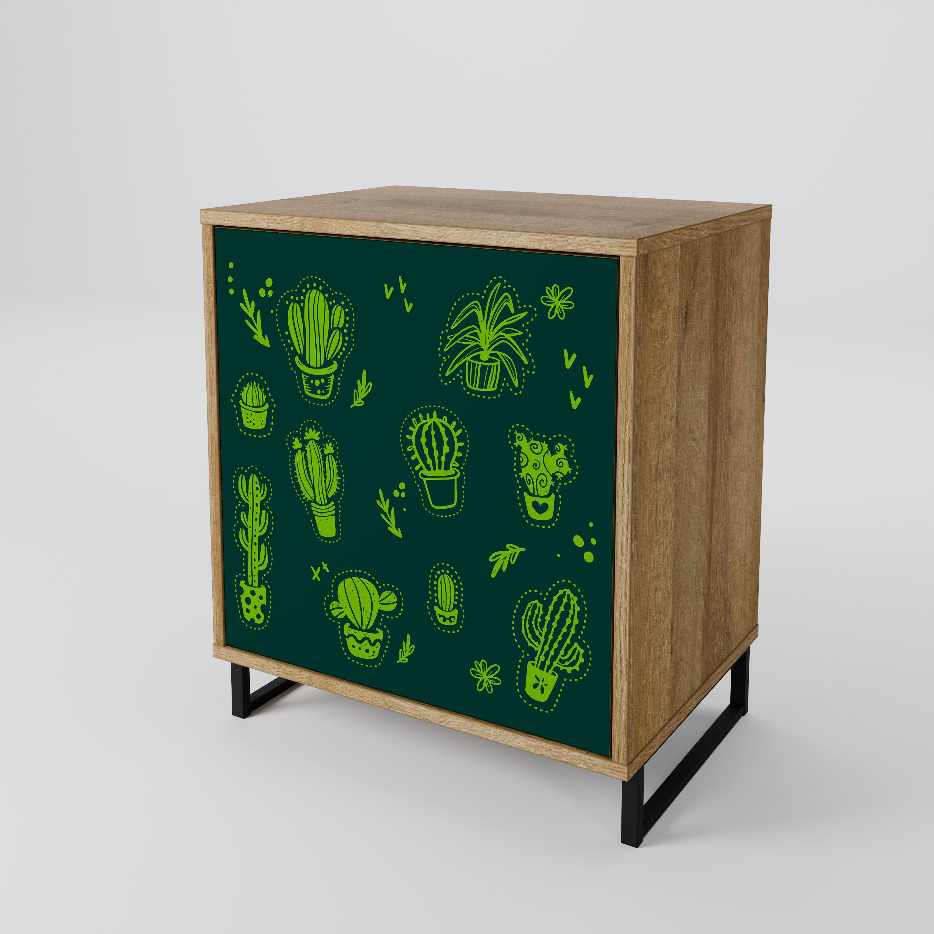 DESERT GREEN 1-Door Sideboard in Oak Effect