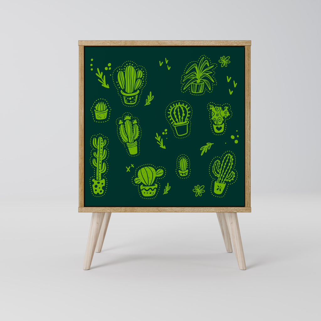 Aparador de una puerta DESERT GREEN con acabado roble