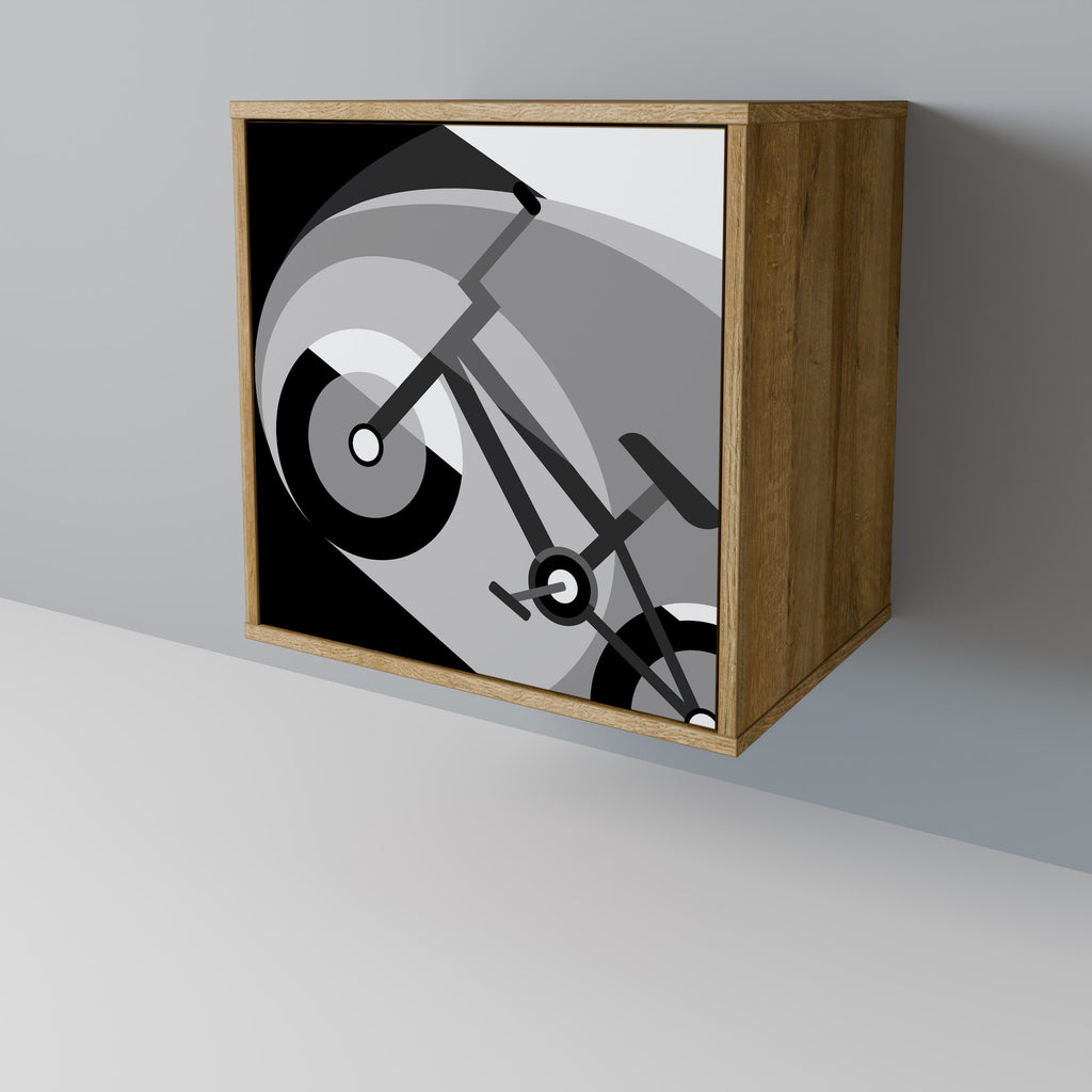 Aparador de 1 puerta BIKE ENERGY con acabado efecto roble