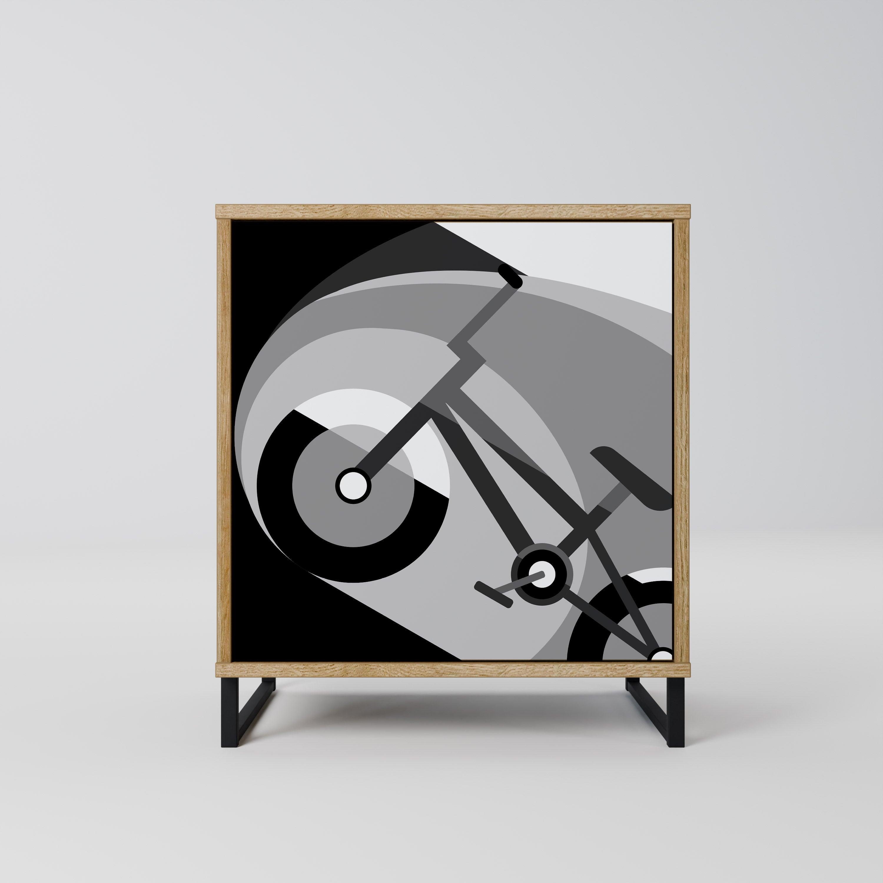 Aparador de 1 puerta BIKE ENERGY con acabado efecto roble