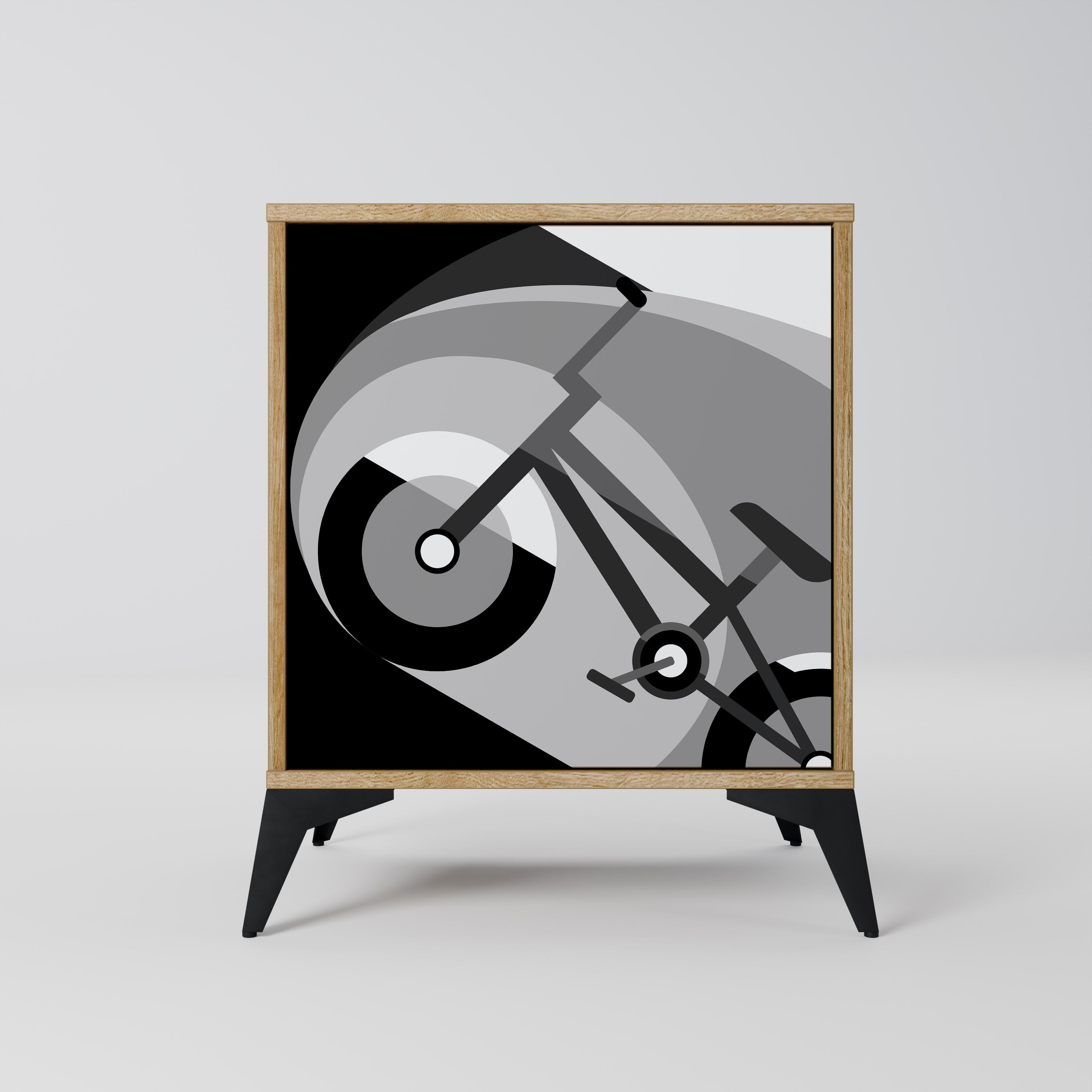 Aparador de 1 puerta BIKE ENERGY con acabado efecto roble