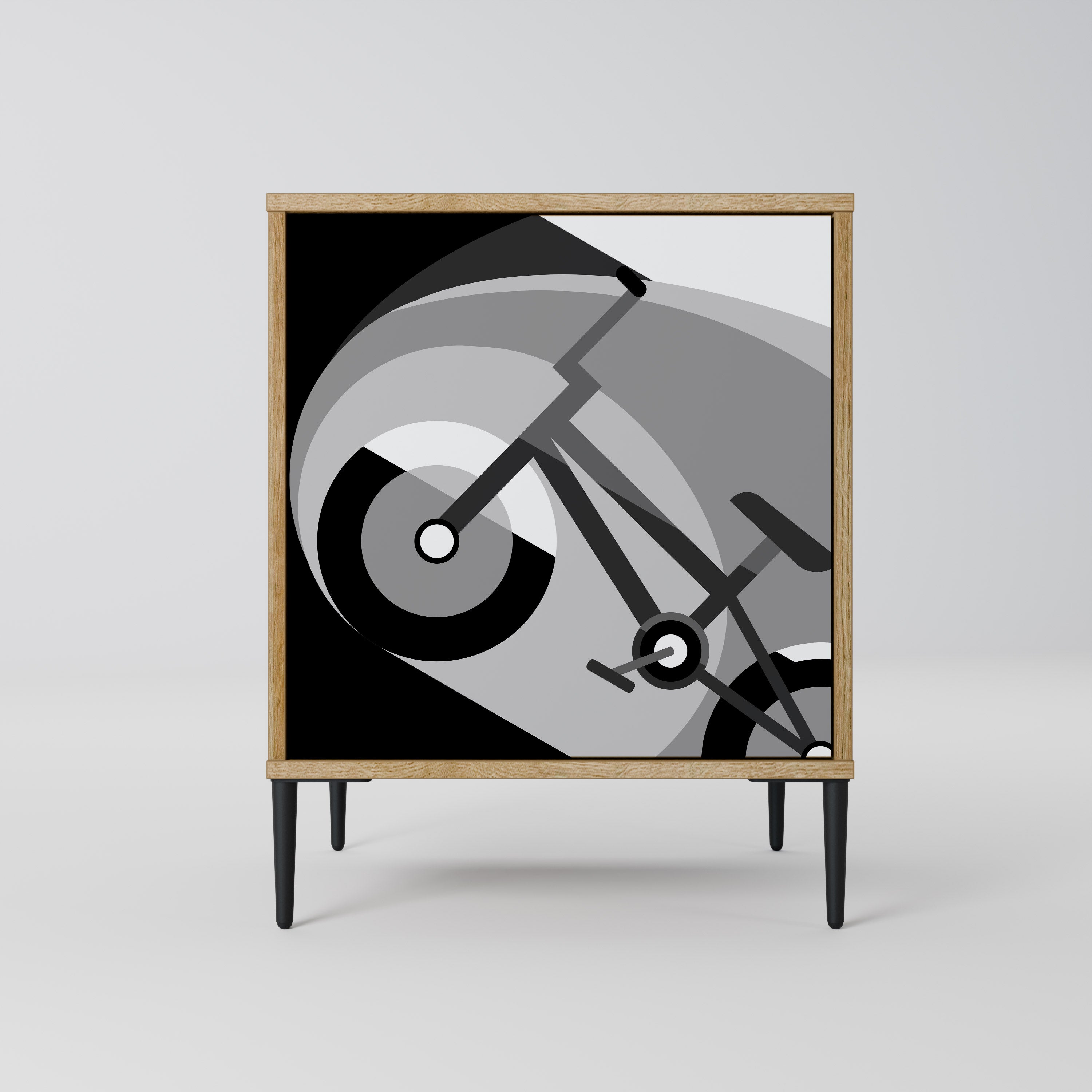 Aparador de 1 puerta BIKE ENERGY con acabado efecto roble