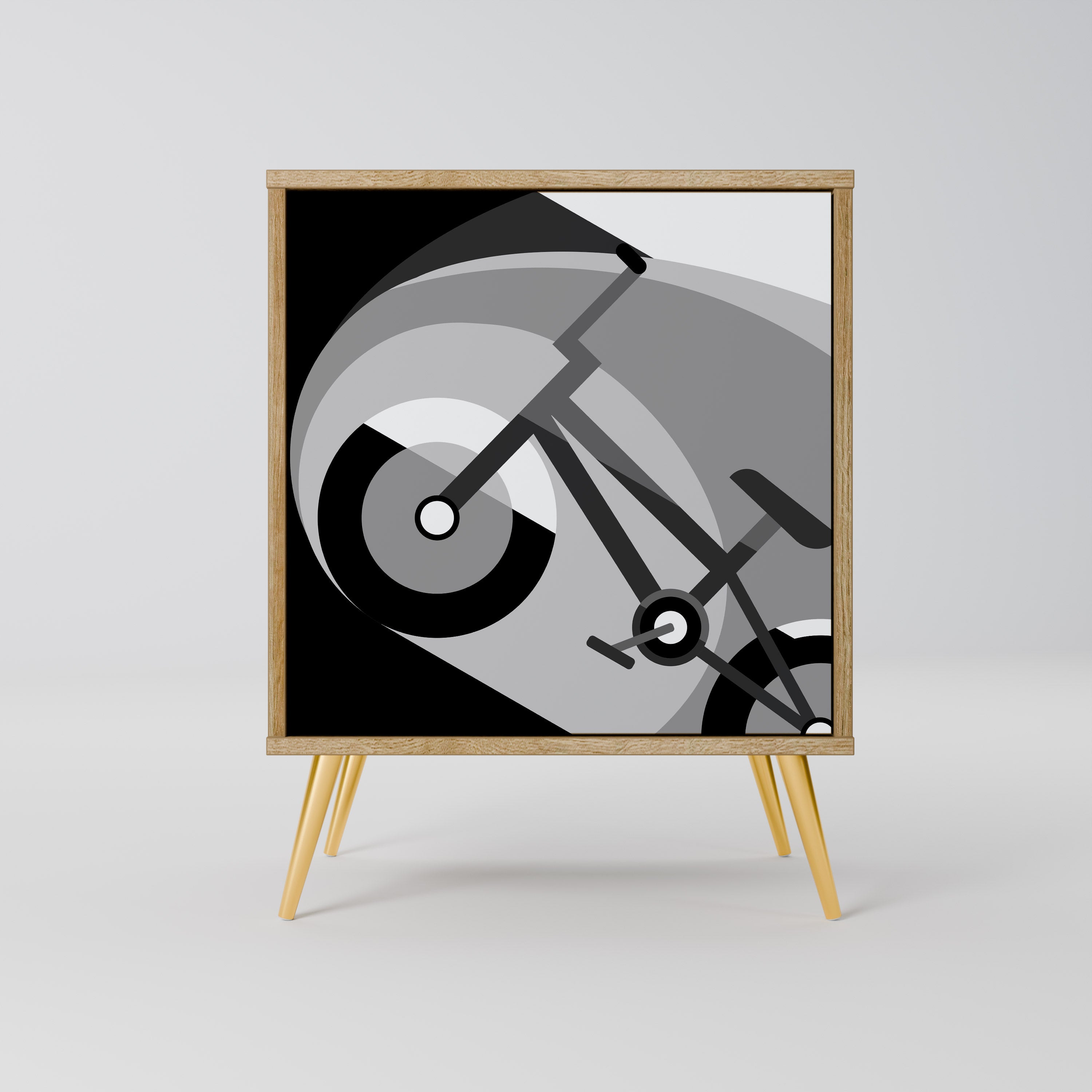 Aparador de 1 puerta BIKE ENERGY con acabado efecto roble