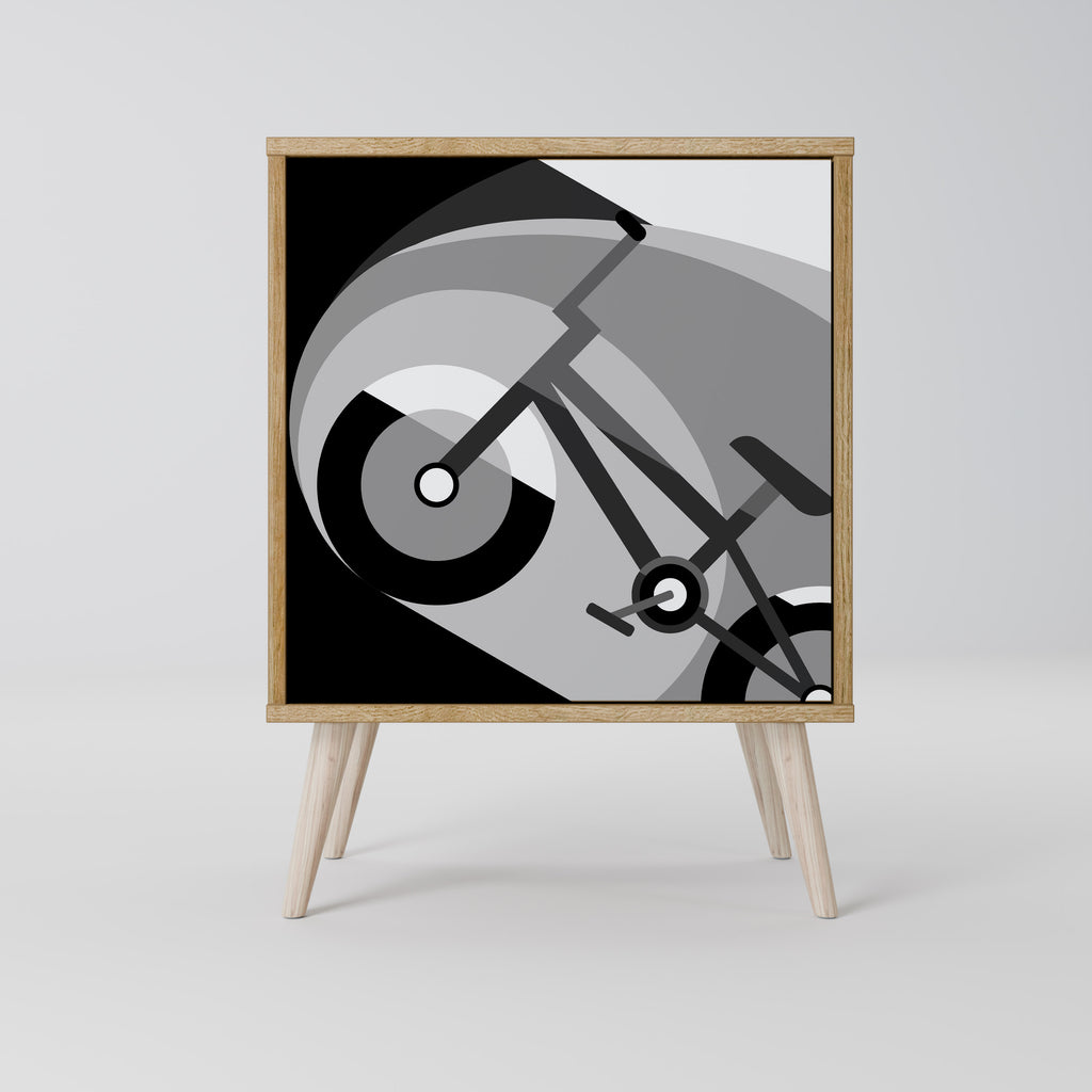 Aparador de 1 puerta BIKE ENERGY con acabado efecto roble