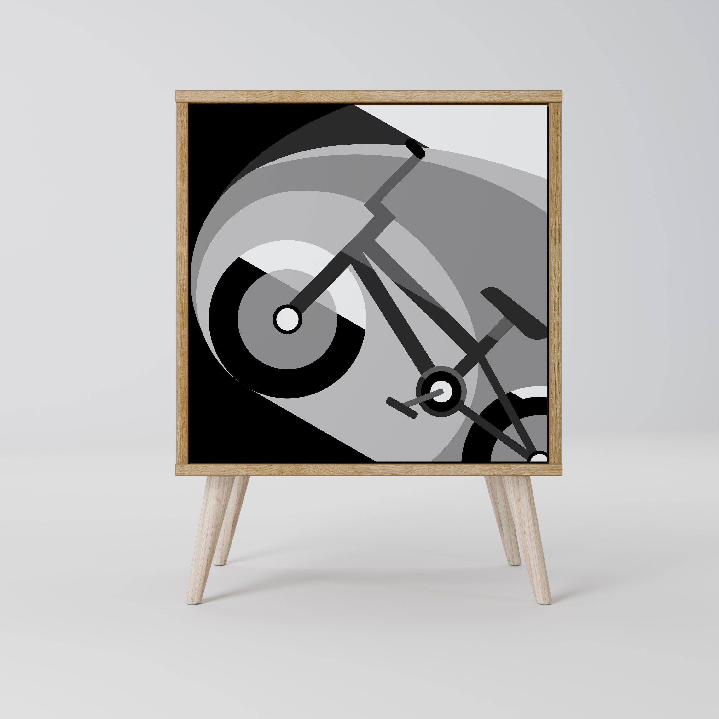 Aparador de 1 puerta BIKE ENERGY con acabado efecto roble