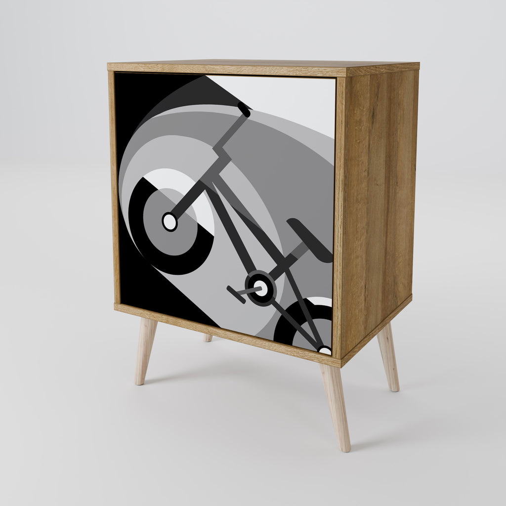 Aparador de 1 puerta BIKE ENERGY con acabado efecto roble