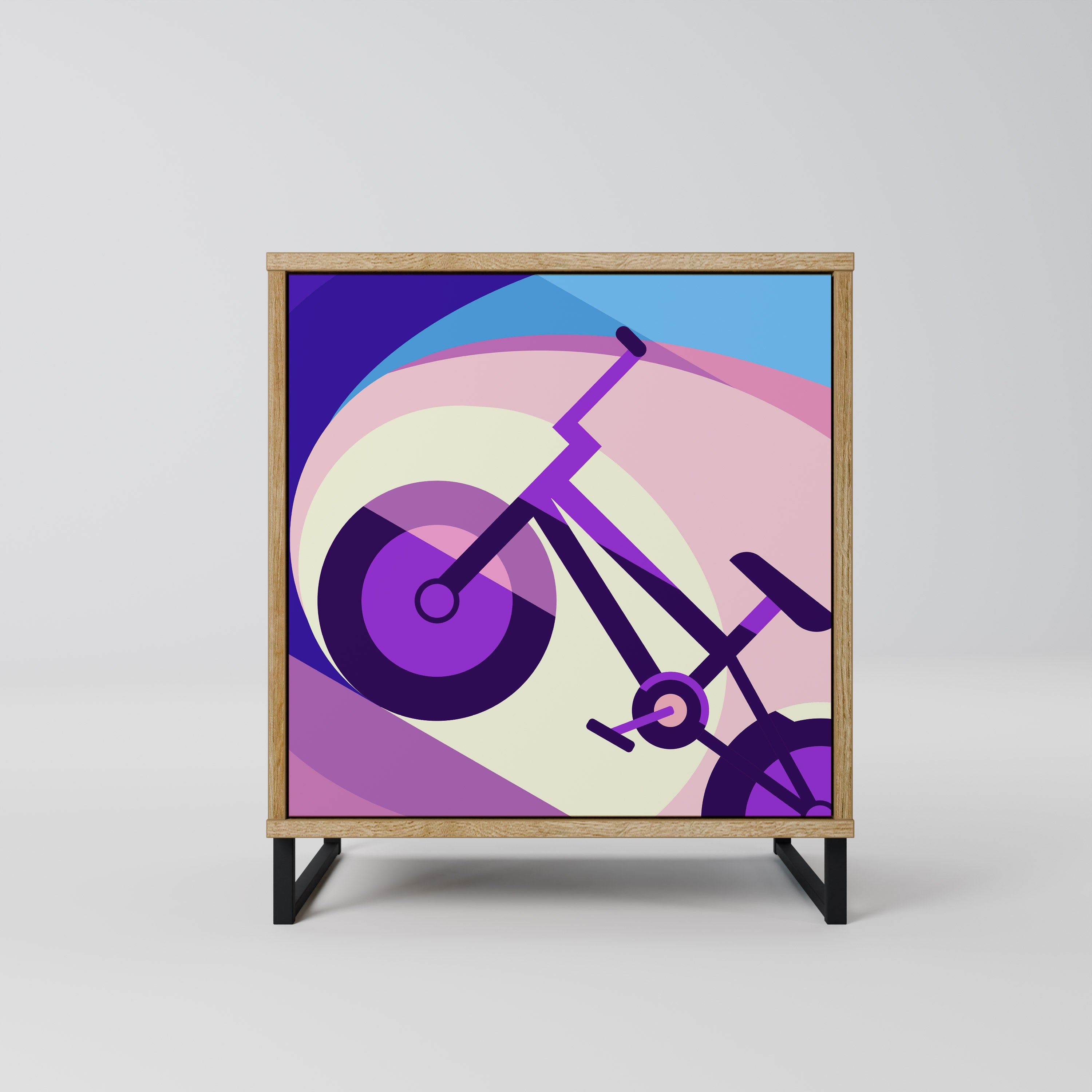 Aparador de 1 puerta BIKE DREAMS con acabado efecto roble