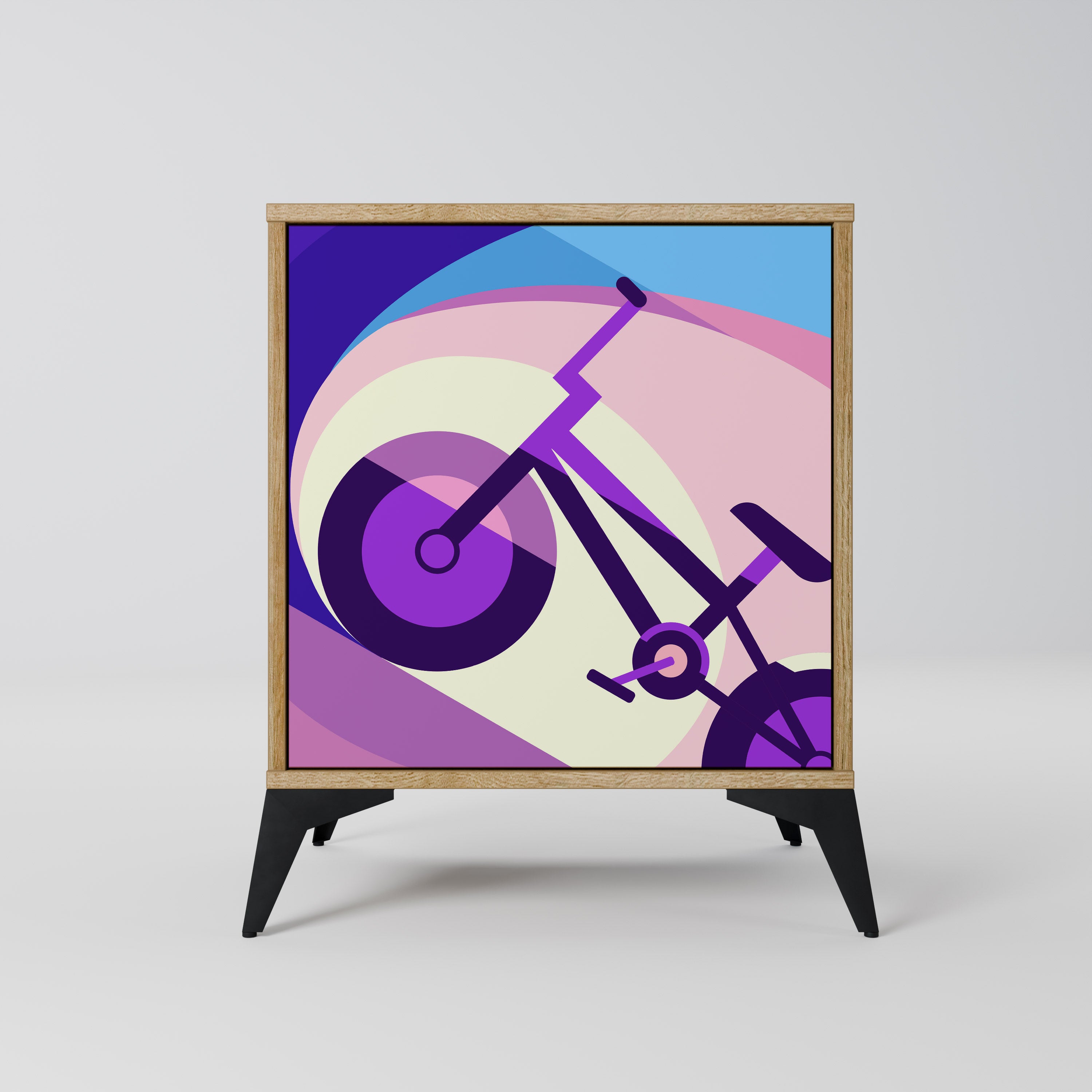 Aparador de 1 puerta BIKE DREAMS con acabado efecto roble